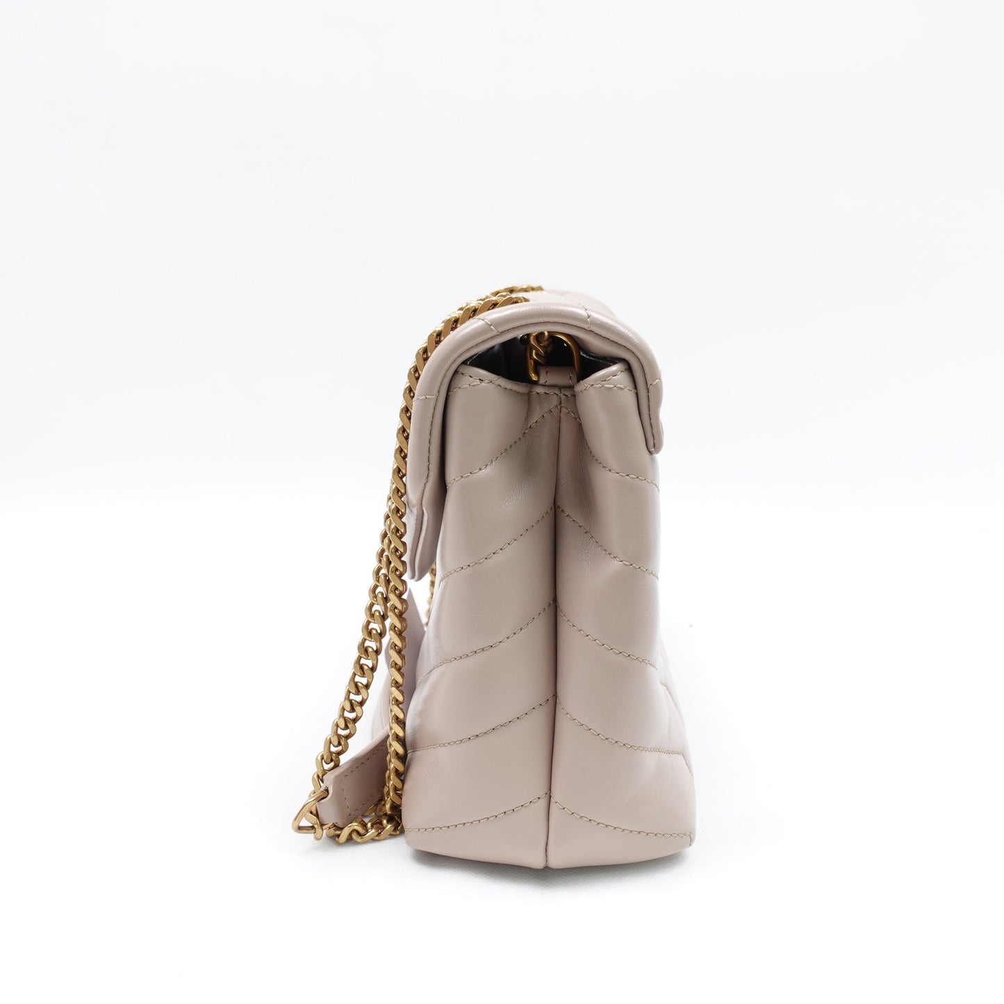 Pre-owned Saint Laurent Loulou Small Beige Canvas Shoulder Bag