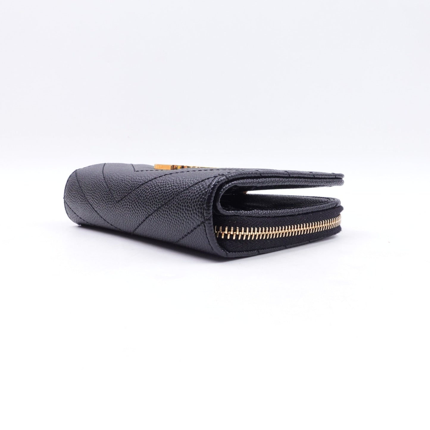 Pre-owned Saint Laurent Monogramme Black Calfskin Short Wallet