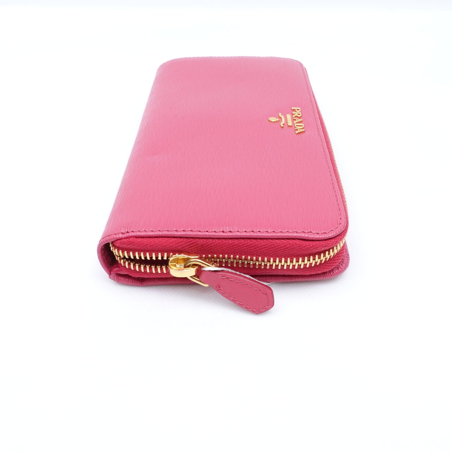 Pre-owned Prada Saffiano Pink Calfskin Long Zippy Wallet