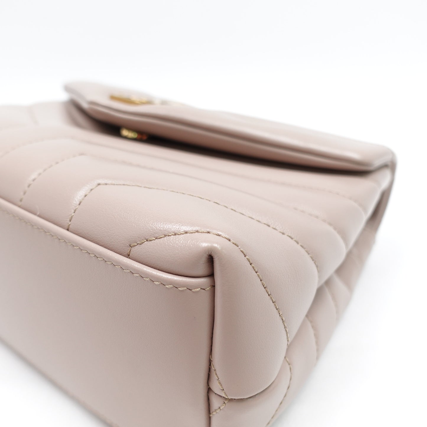 Pre-owned Saint Laurent Loulou Small Beige Canvas Shoulder Bag
