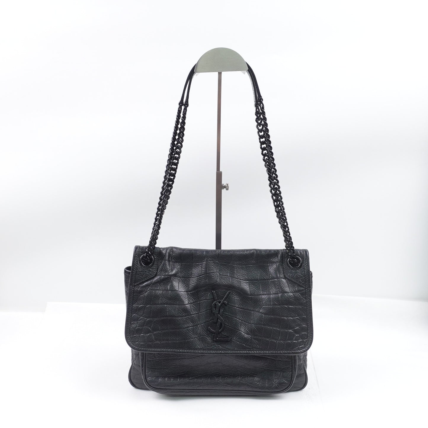 Pre-owned Saint Laurent Niki Medium Black Calfskin Shoulder Bag