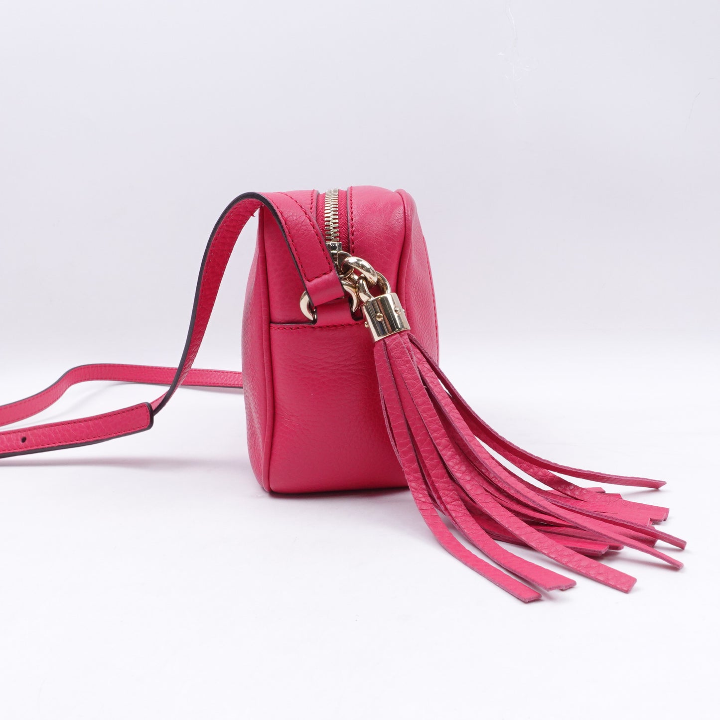 Pre-owned Gucci Soho Peach Pink Calfskin Camera Crossbody Bag