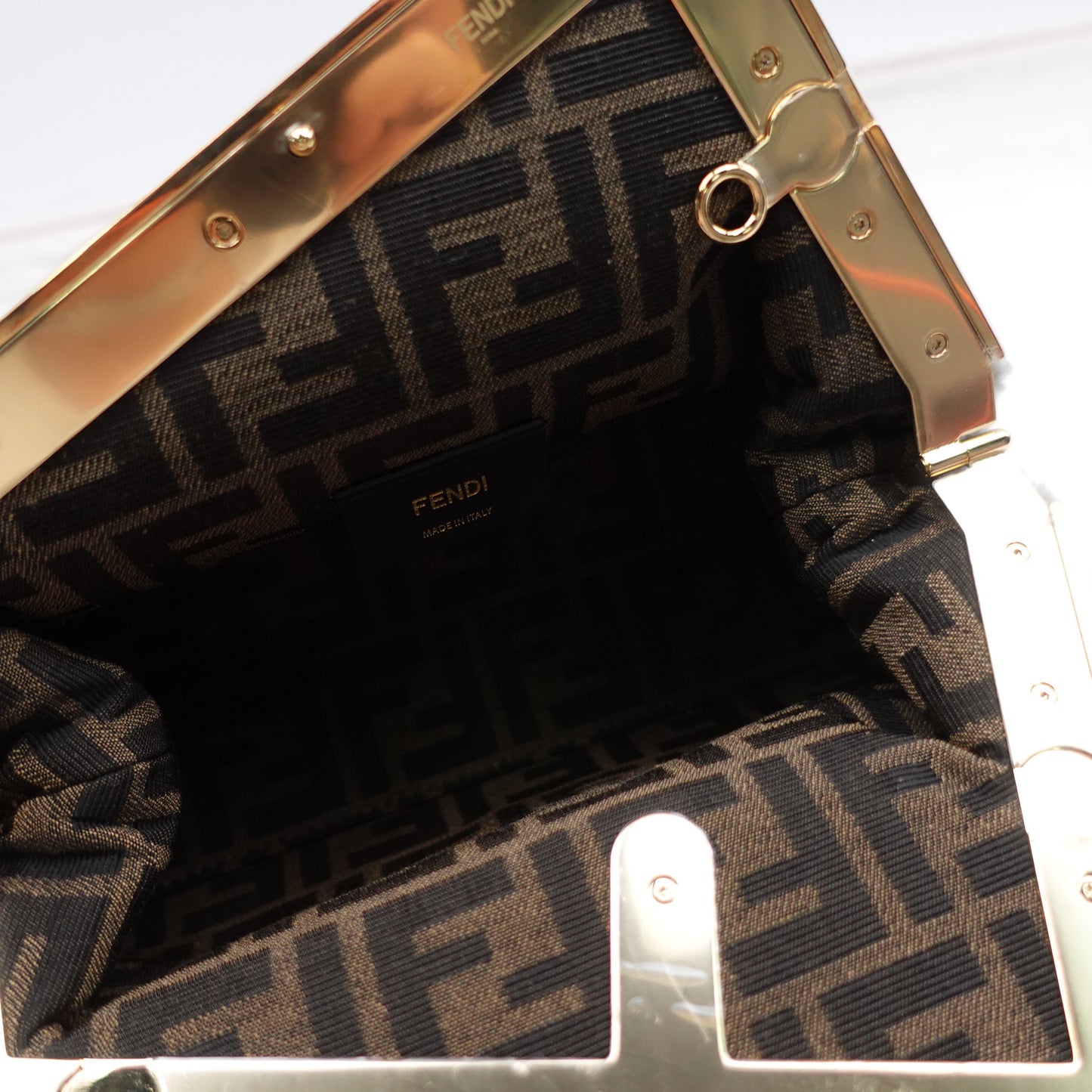 Pre-owned Fendi First Gray Fuzzy Shoulder Bag