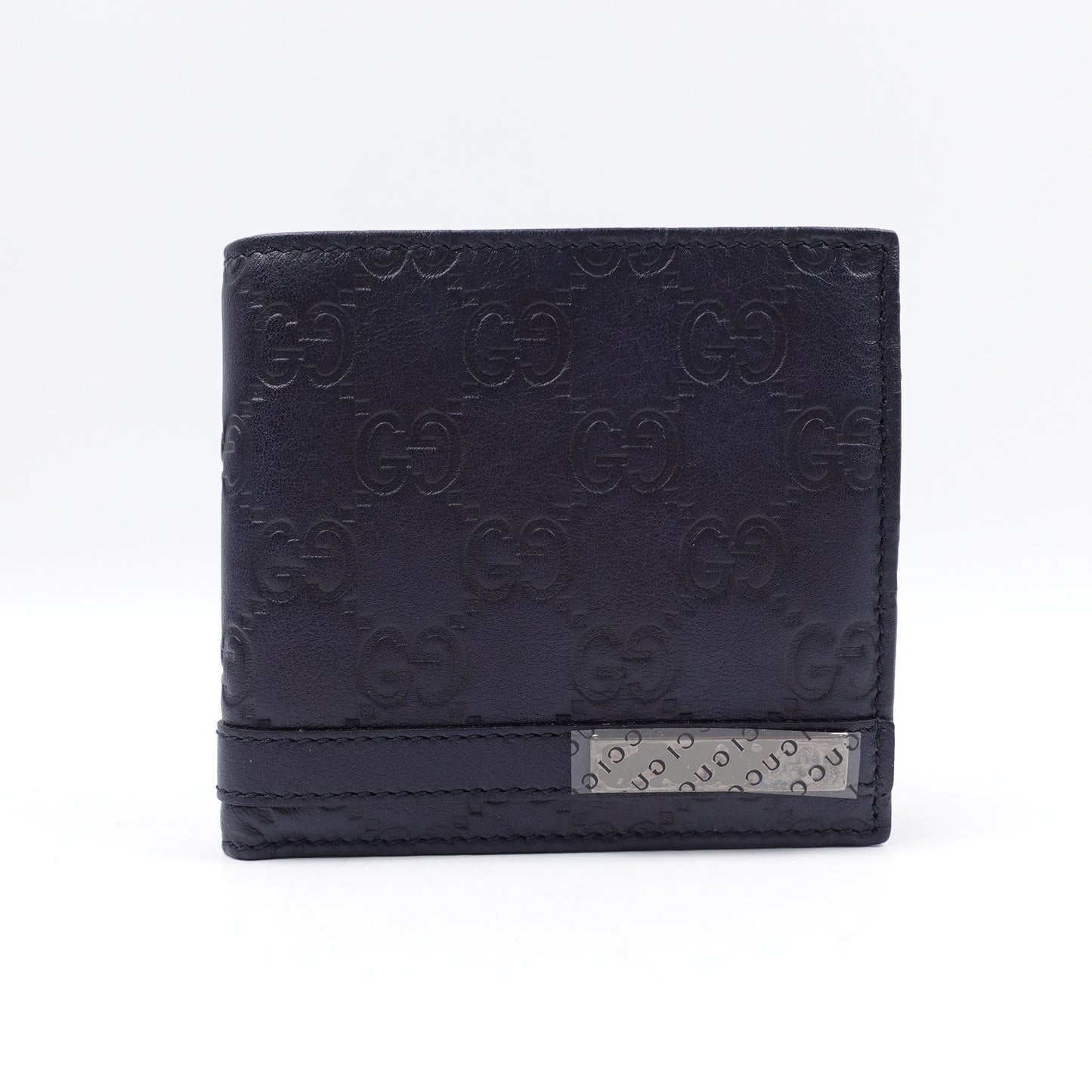 Pre-owned Gucci Dark Blue Calfskin Short Wallet