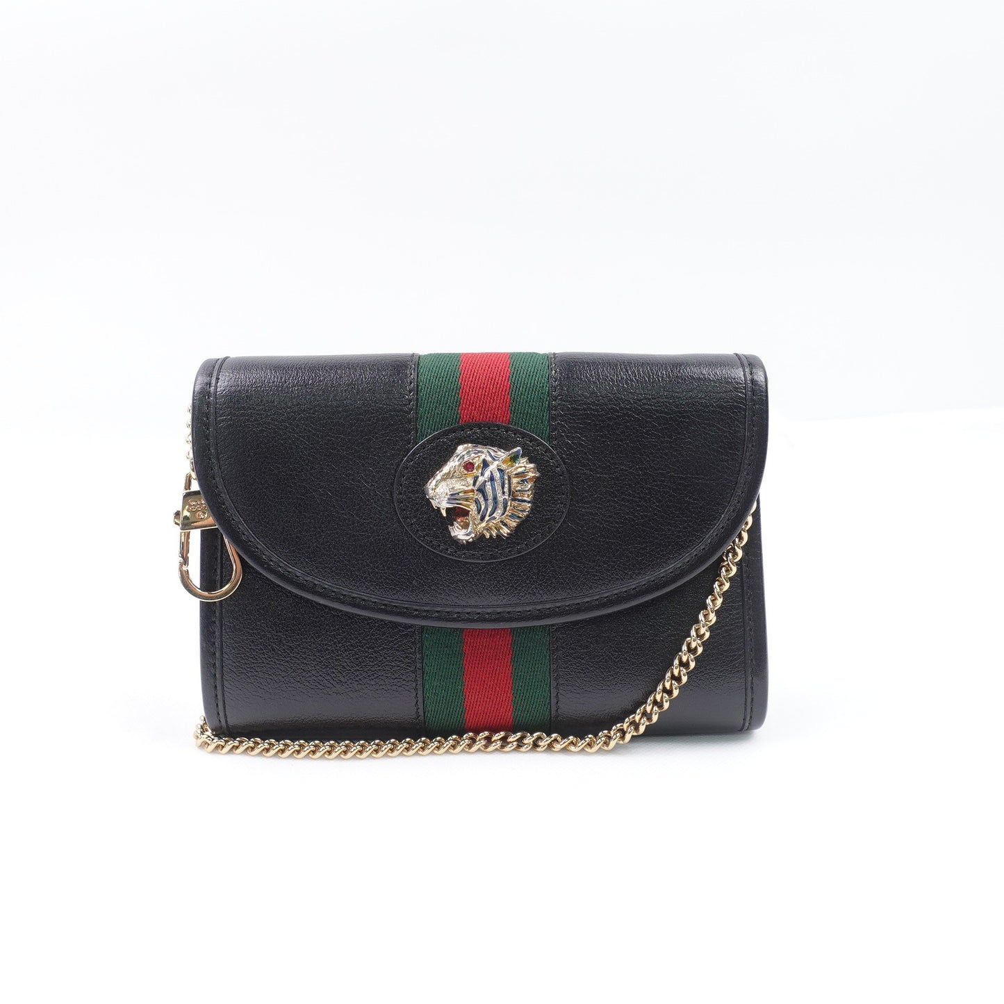 Pre-owned Gucci Rajah Black Calfskin Shoulder Bag