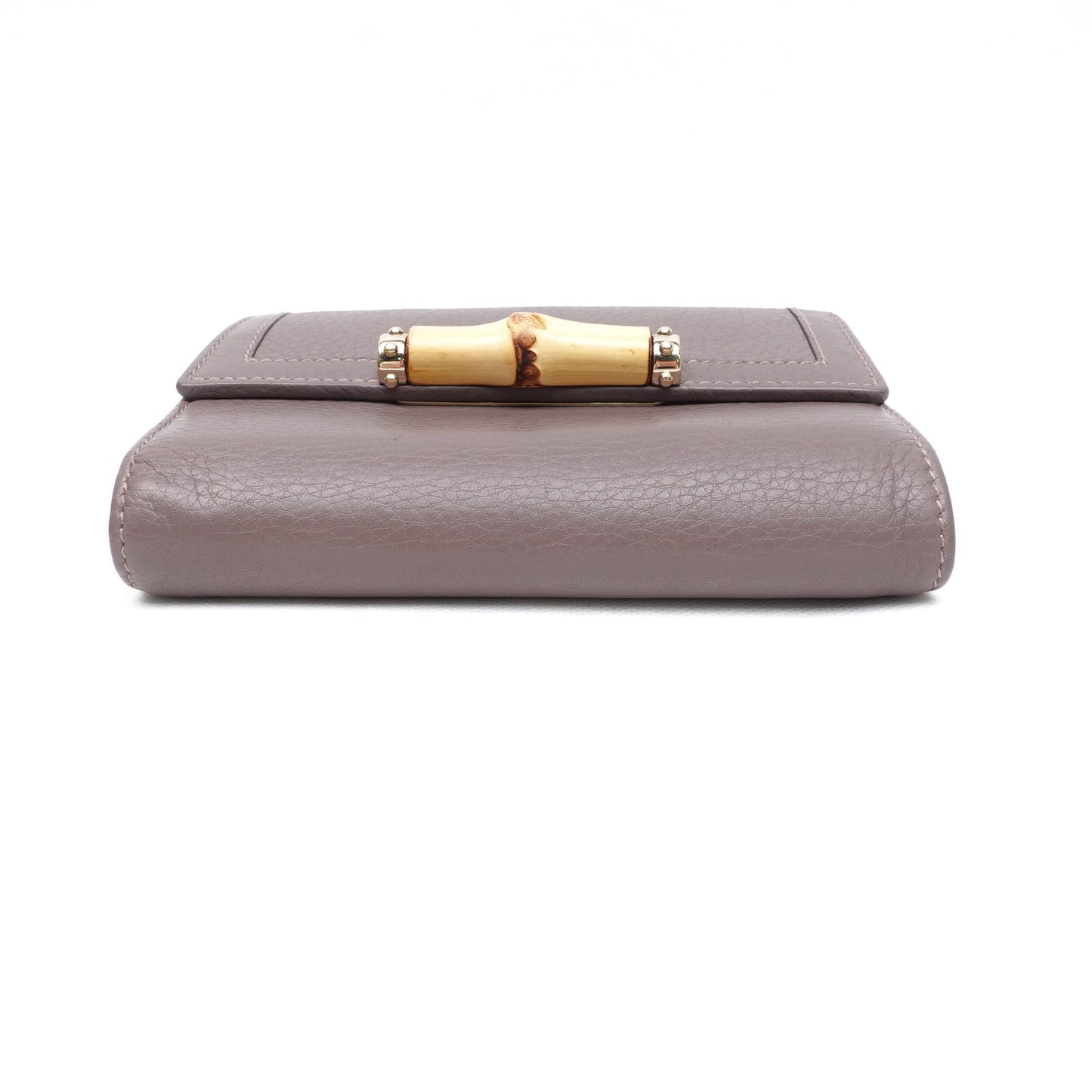 Pre-owned Gucci Bamboo Grey Calfskin Short Wallet