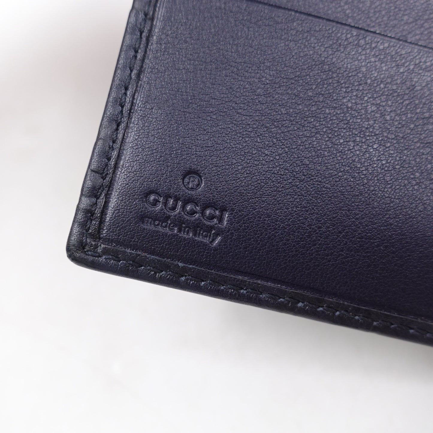 Pre-owned Gucci Dark Blue Calfskin Short Wallet