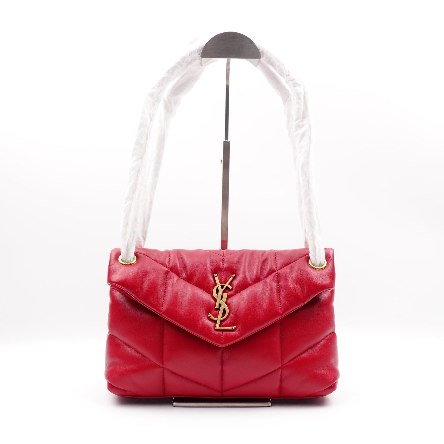 Pre-owned Saint Laurent Loulou Puffer Large Red Lambskin Shouder Bag