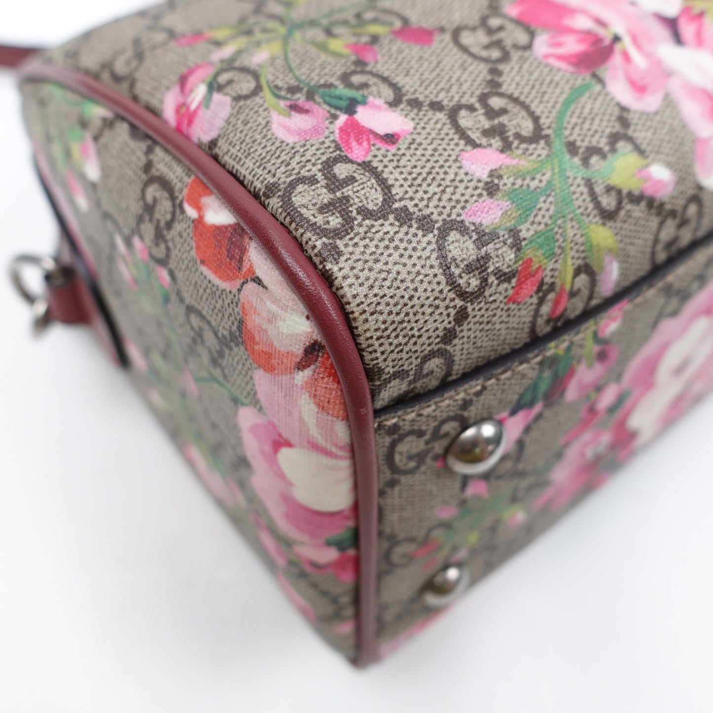 Pre-owned Gucci Boston Monogram&Flower Coated Canvas Shoulder Bag