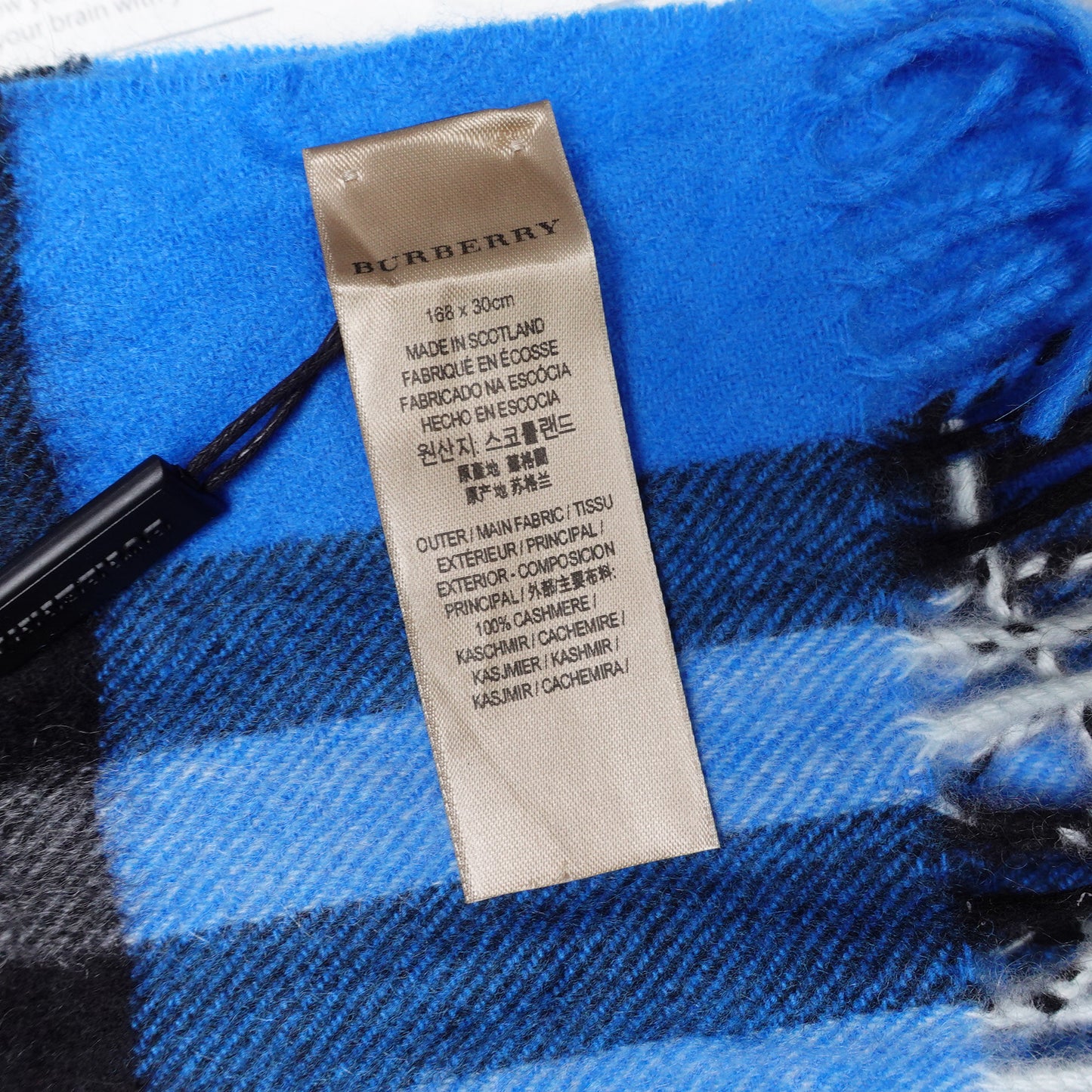 Pre-Owned Burberry Blue&Check Cashmere Square Scarf