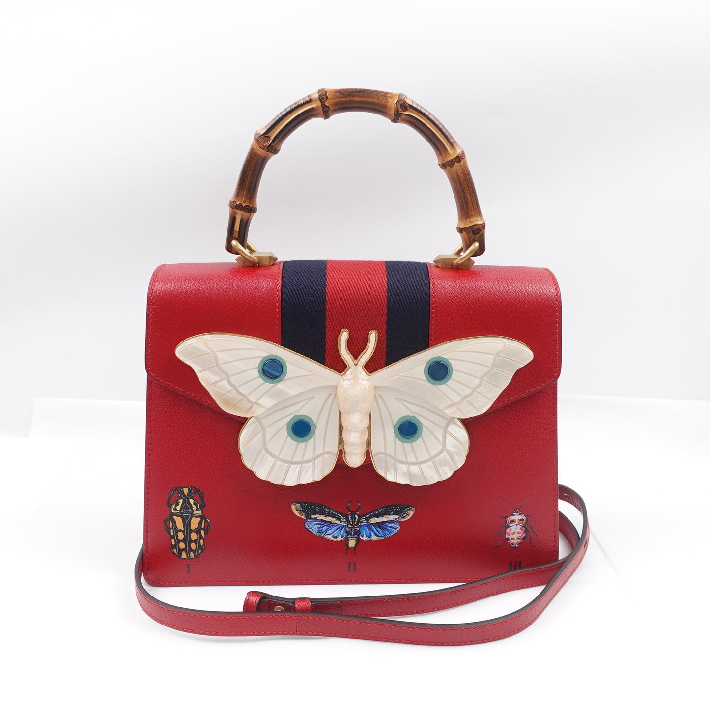 Pre-owned Gucci Falena Red Calfskin Shoulder Bag