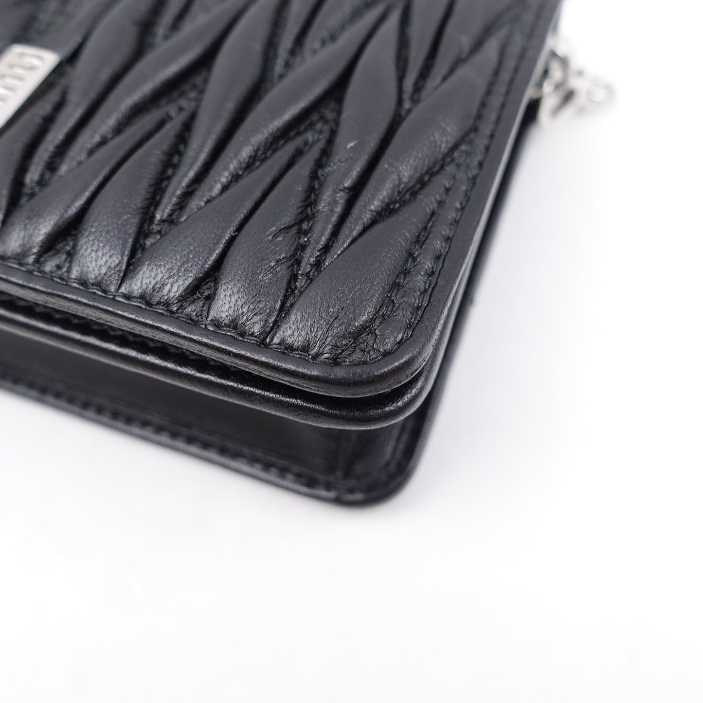 Pre-owned Miumiu WOC Black Lambskin Crossbody Bag