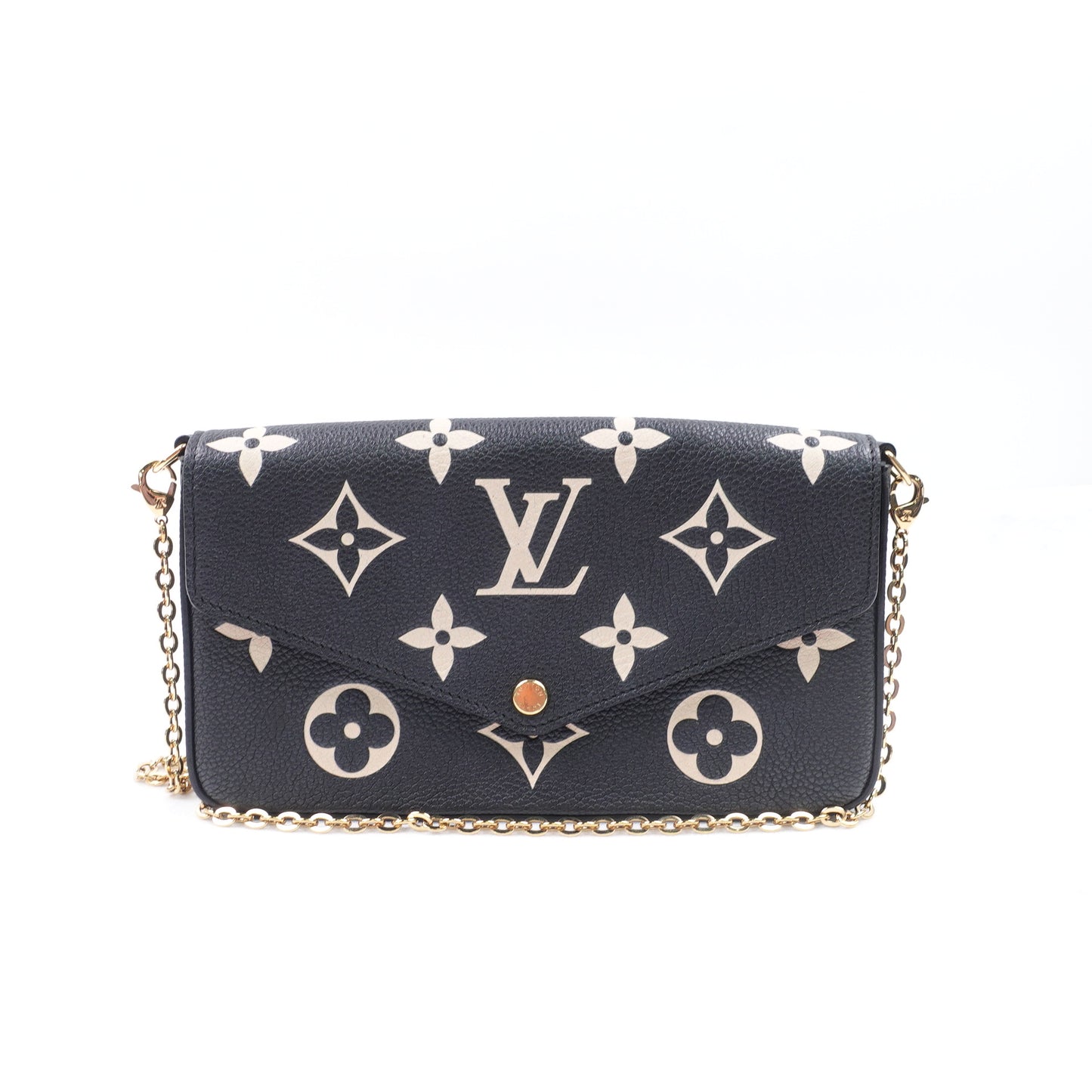 Pre-owned Louis Vuitton Felicie Black & Cream Calfskin Crossbody Bag