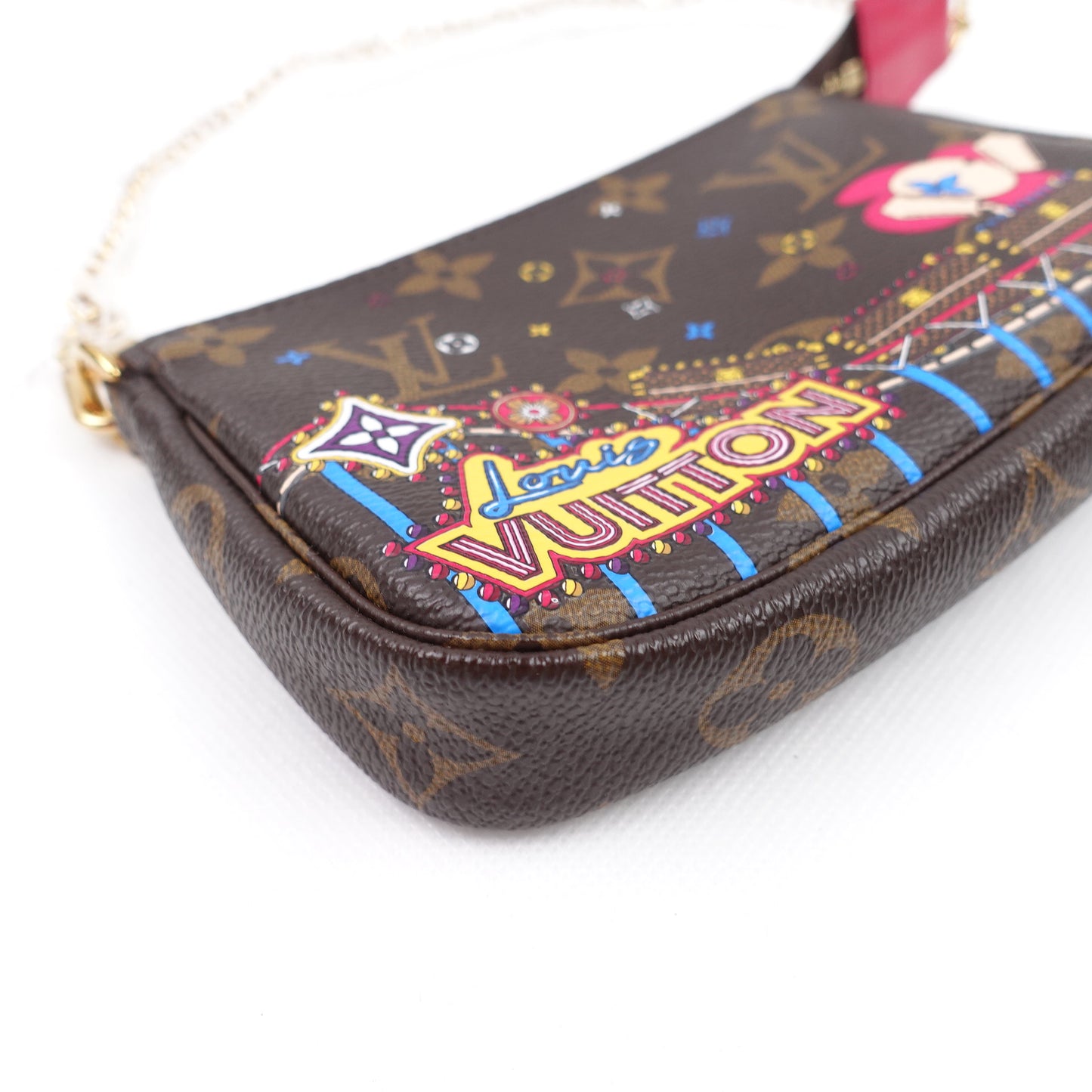 Pre-owned Louis Vuitton Mini Pochette Vivinne Print Monogram Coated Canvas Wristlet