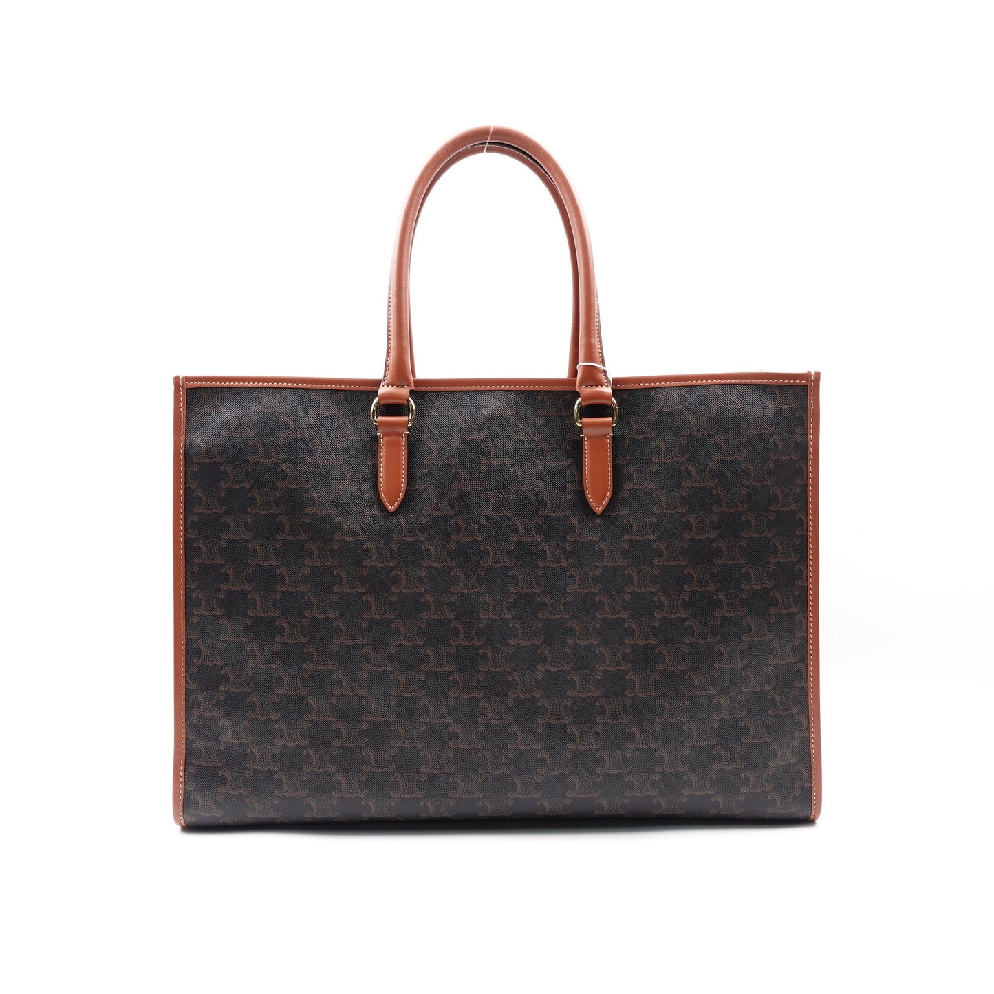 Pre-owned Celine Cabas Triomphe Brown Coated Canvas Tote Bag