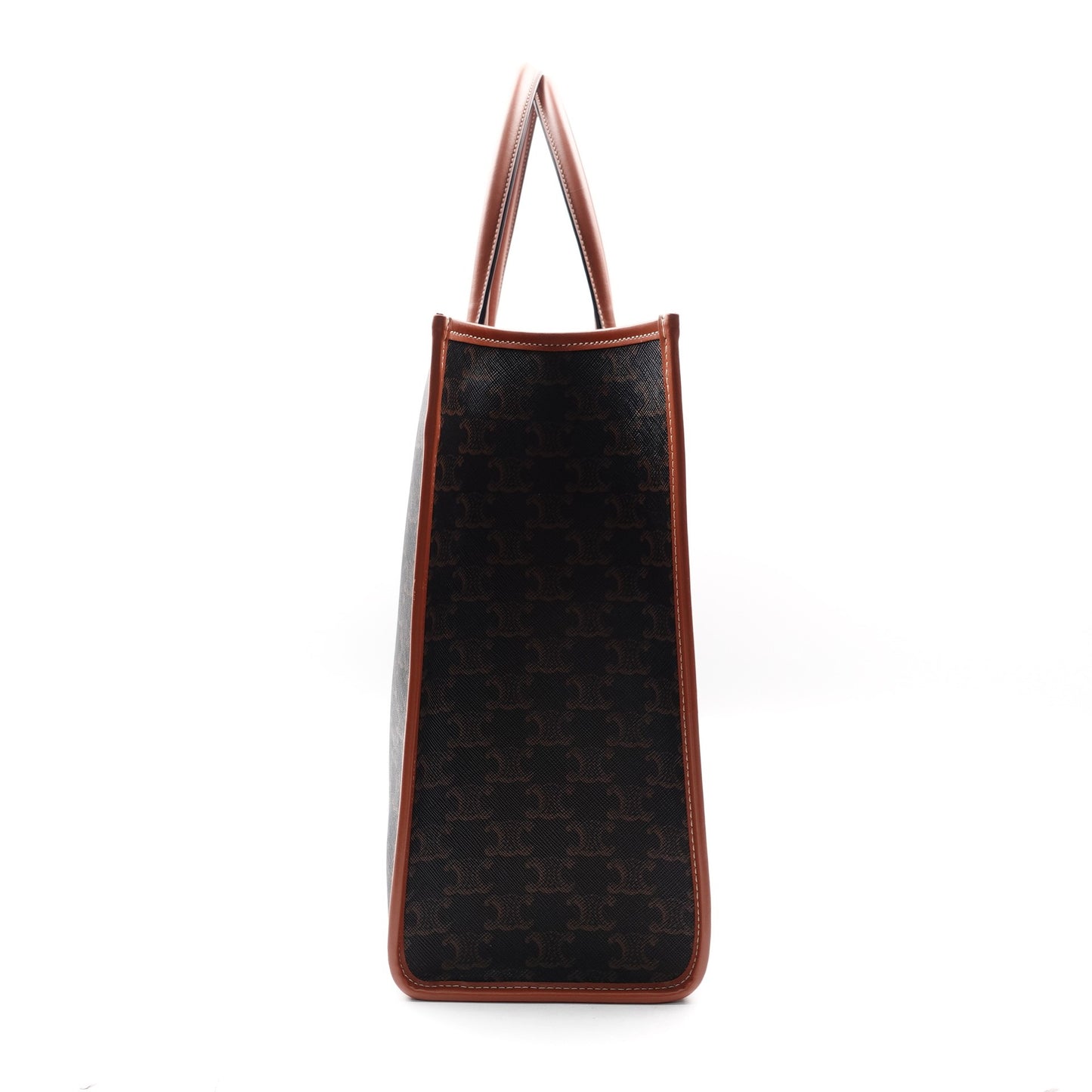 Pre-owned Celine Cabas Triomphe Brown Coated Canvas Tote Bag