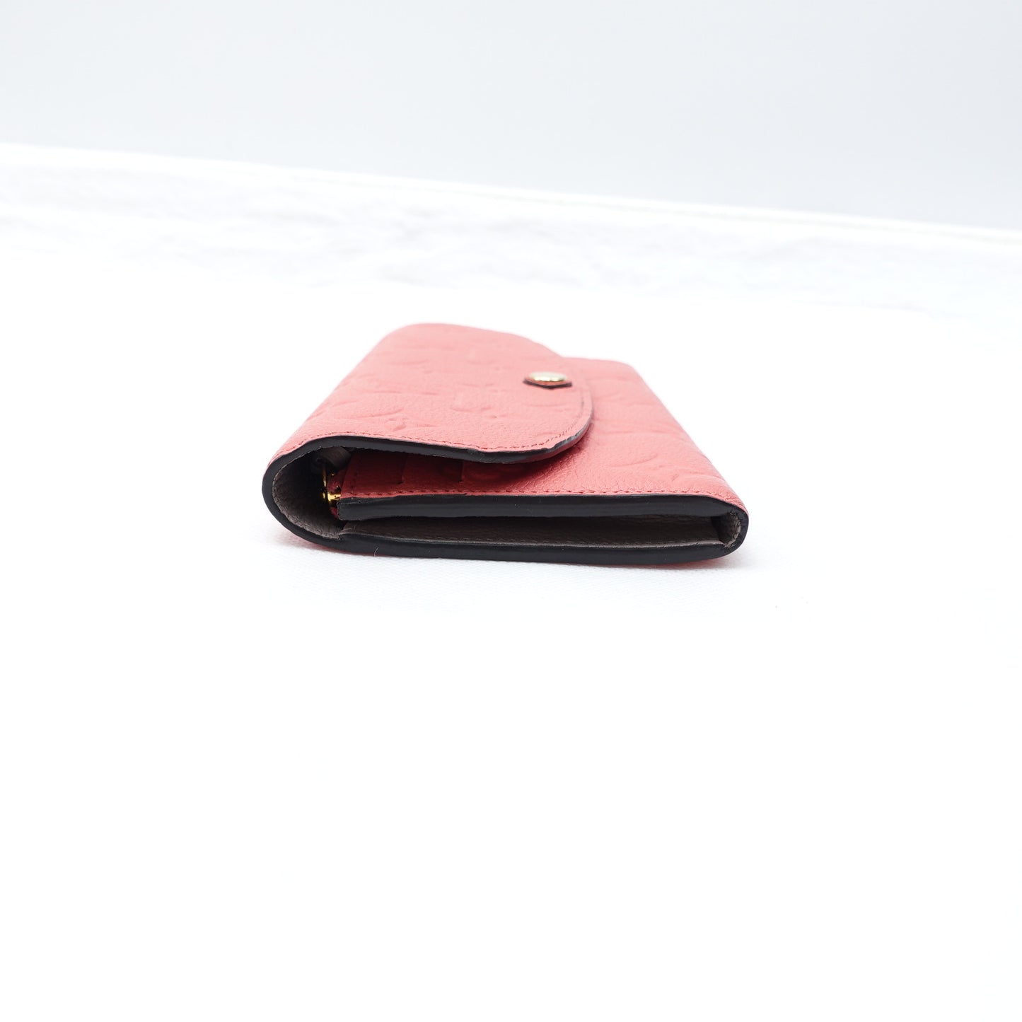 Pre-owned Louis Vuitton Emilie Peach Pink Calfskin Wallet