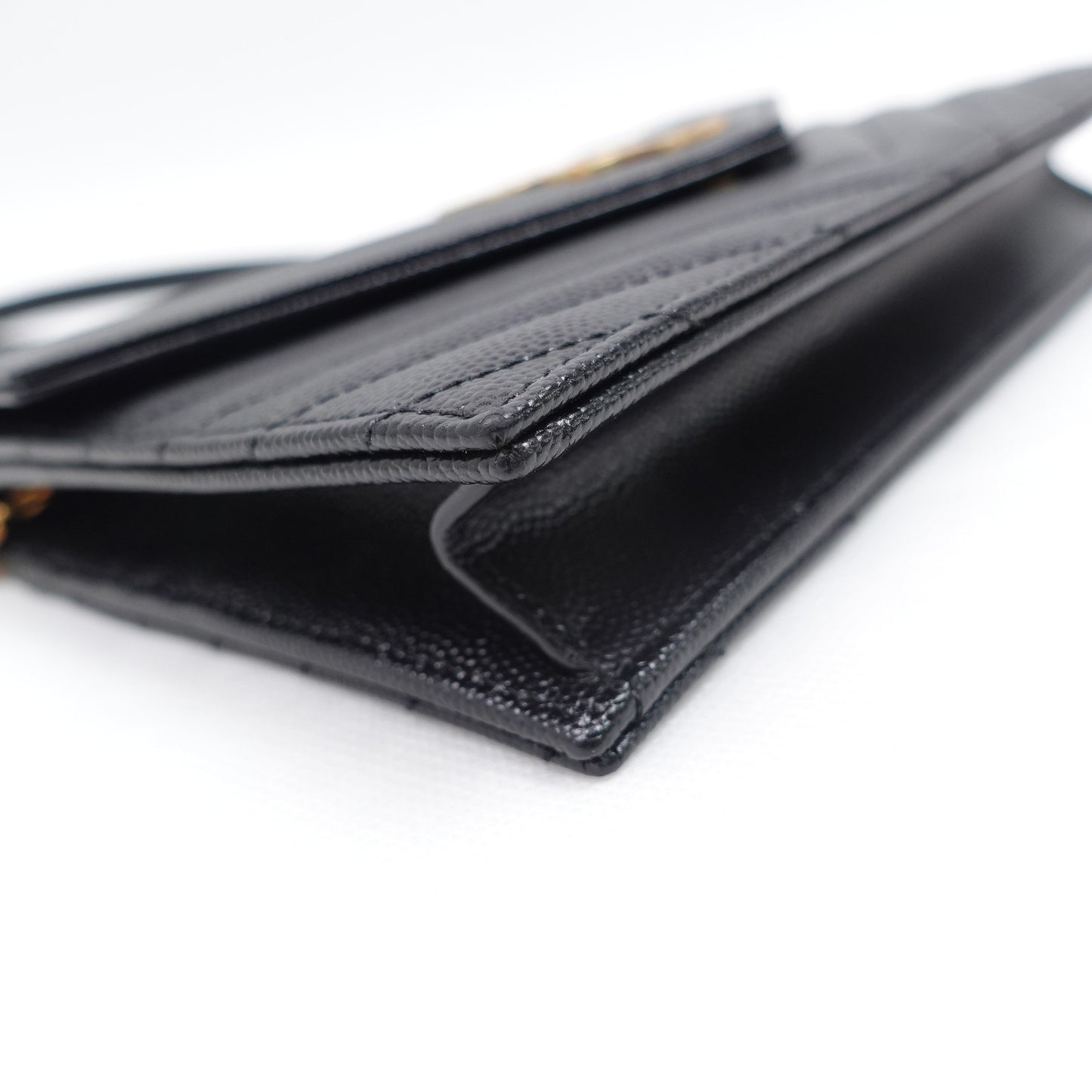 Pre-owned Saint Laurent Envelope Black Calfskin Shoulder Bag&WOC