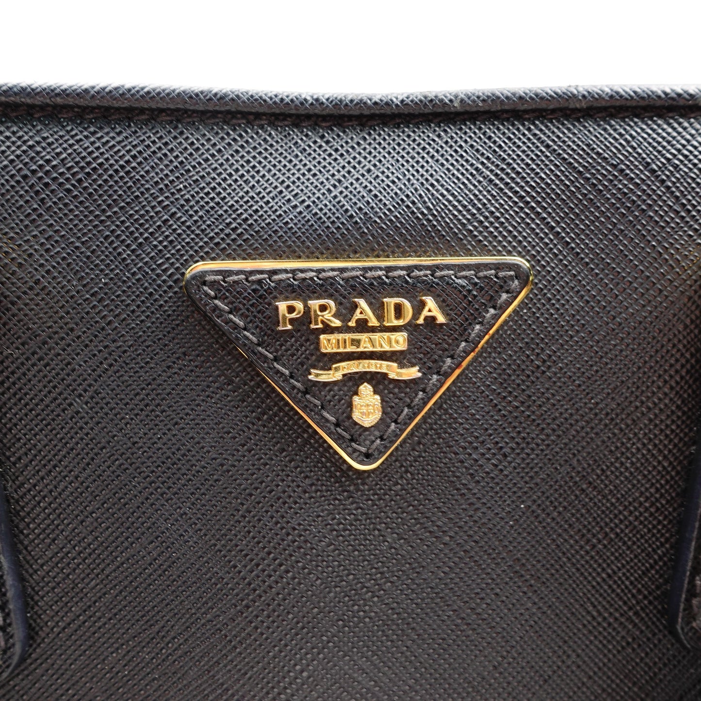 Pre-owned Prada Saffiano Lux Promenade Medium Black Calfskin Shoudler Bag