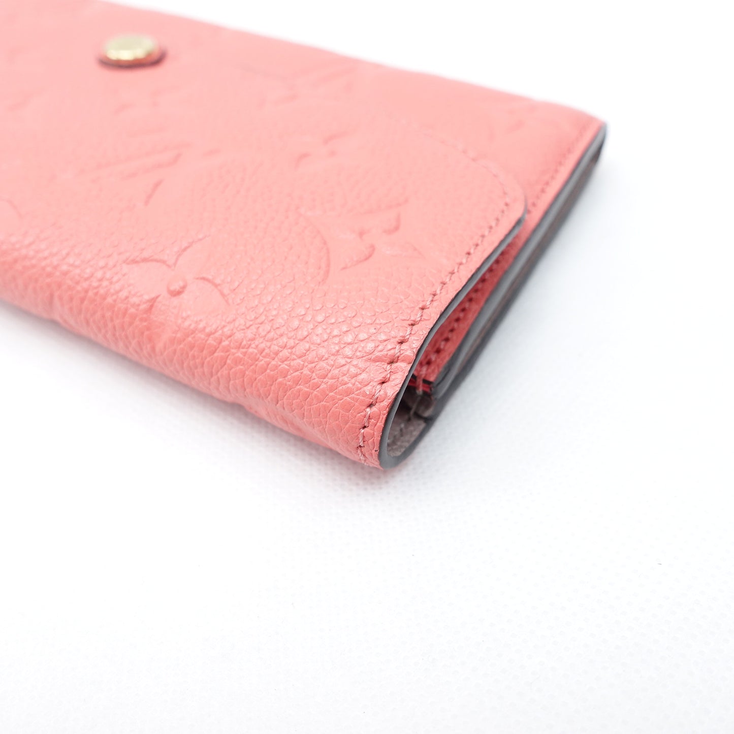 Pre-owned Louis Vuitton Emilie Peach Pink Calfskin Wallet