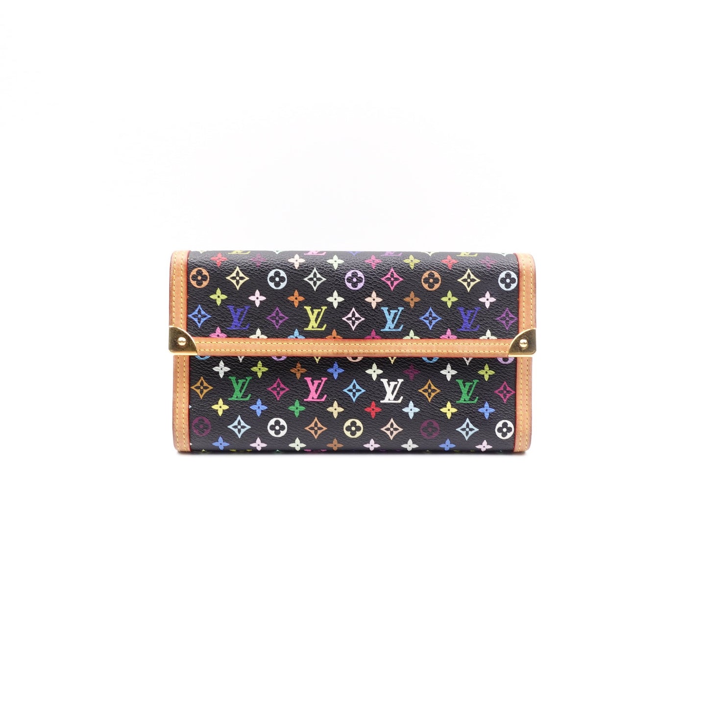 Pre-owned Louis Vuitton Murakami Porte Monnaie Bie Cult Black Coated Canvas Long Wallet