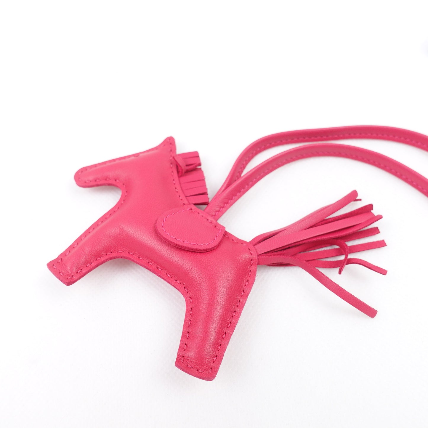 Pre-owned Hermes Fuchsia Pink Calfskin Rodeo Bag Charm