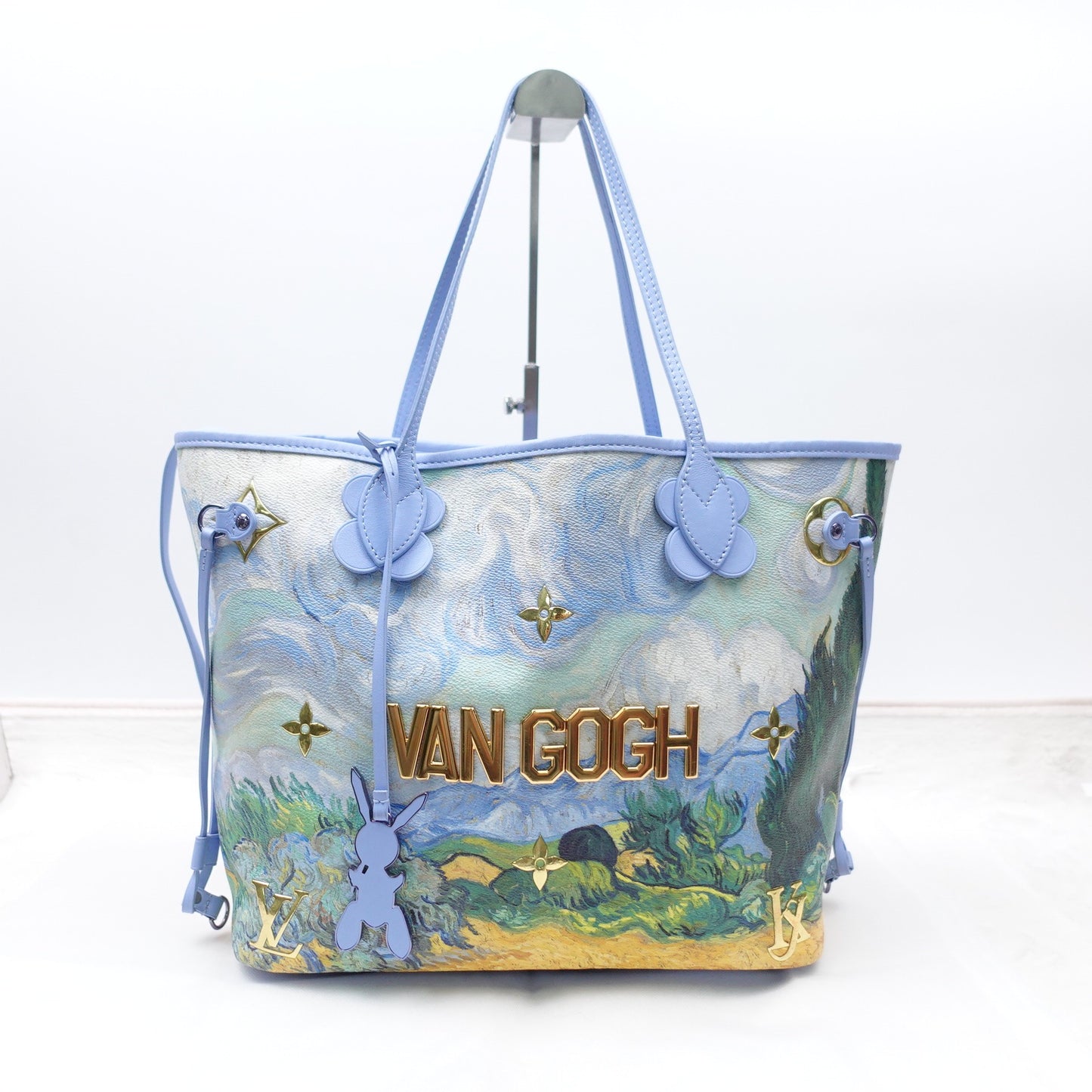 Pre-owned Louis Vuitton Neverfull MM Blue Calfskin Tote Bag