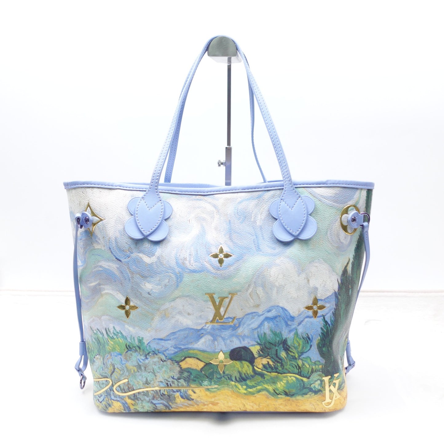 Pre-owned Louis Vuitton Neverfull MM Blue Calfskin Tote Bag