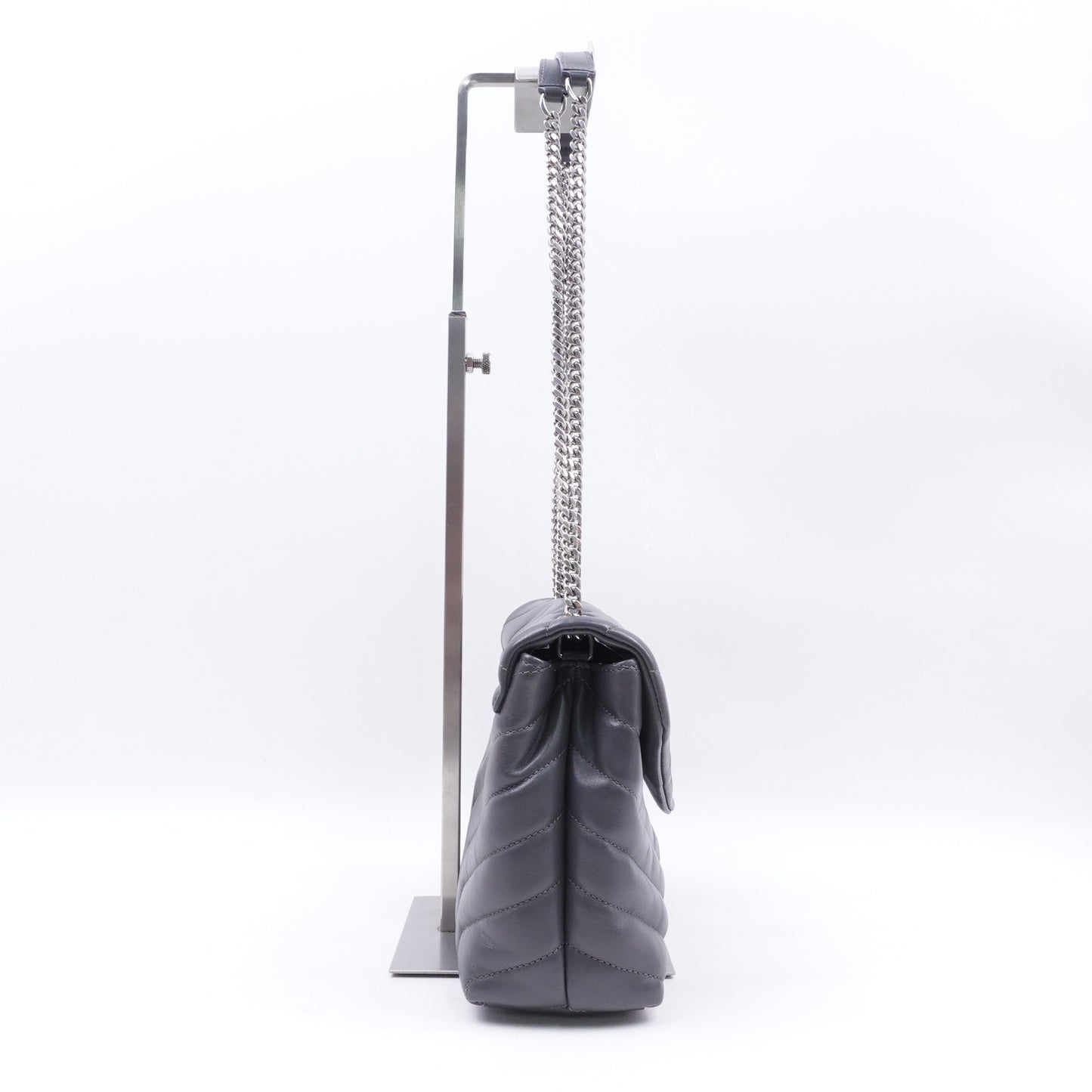Pre-owned Saint Laurent Loulou Small Grey Calfskin Shoulder Bag