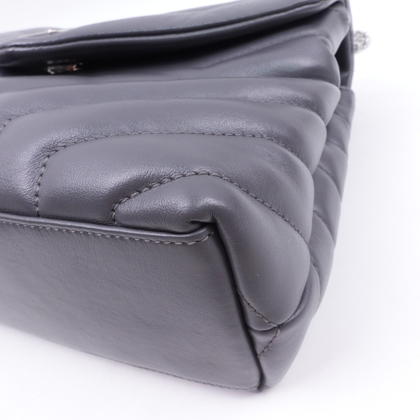 Pre-owned Saint Laurent Loulou Small Grey Calfskin Shoulder Bag