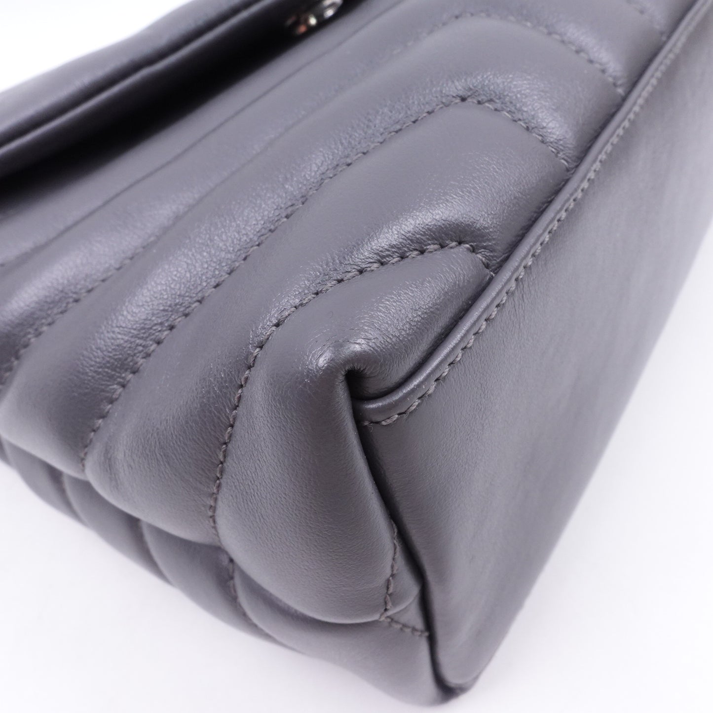 Pre-owned Saint Laurent Loulou Small Grey Calfskin Shoulder Bag