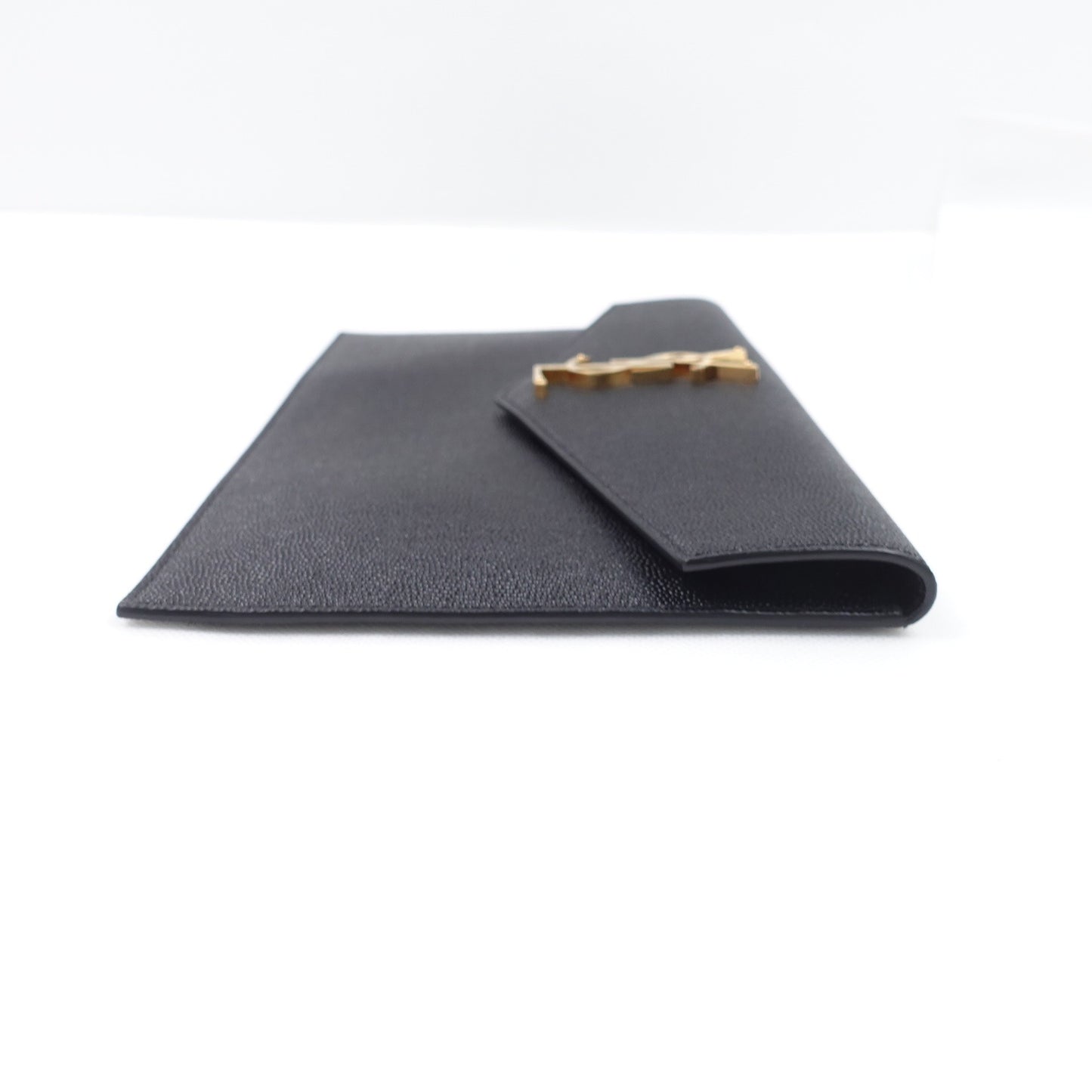 Pre-owned Saint Laurent Cassandra Black Calfskin Clutch
