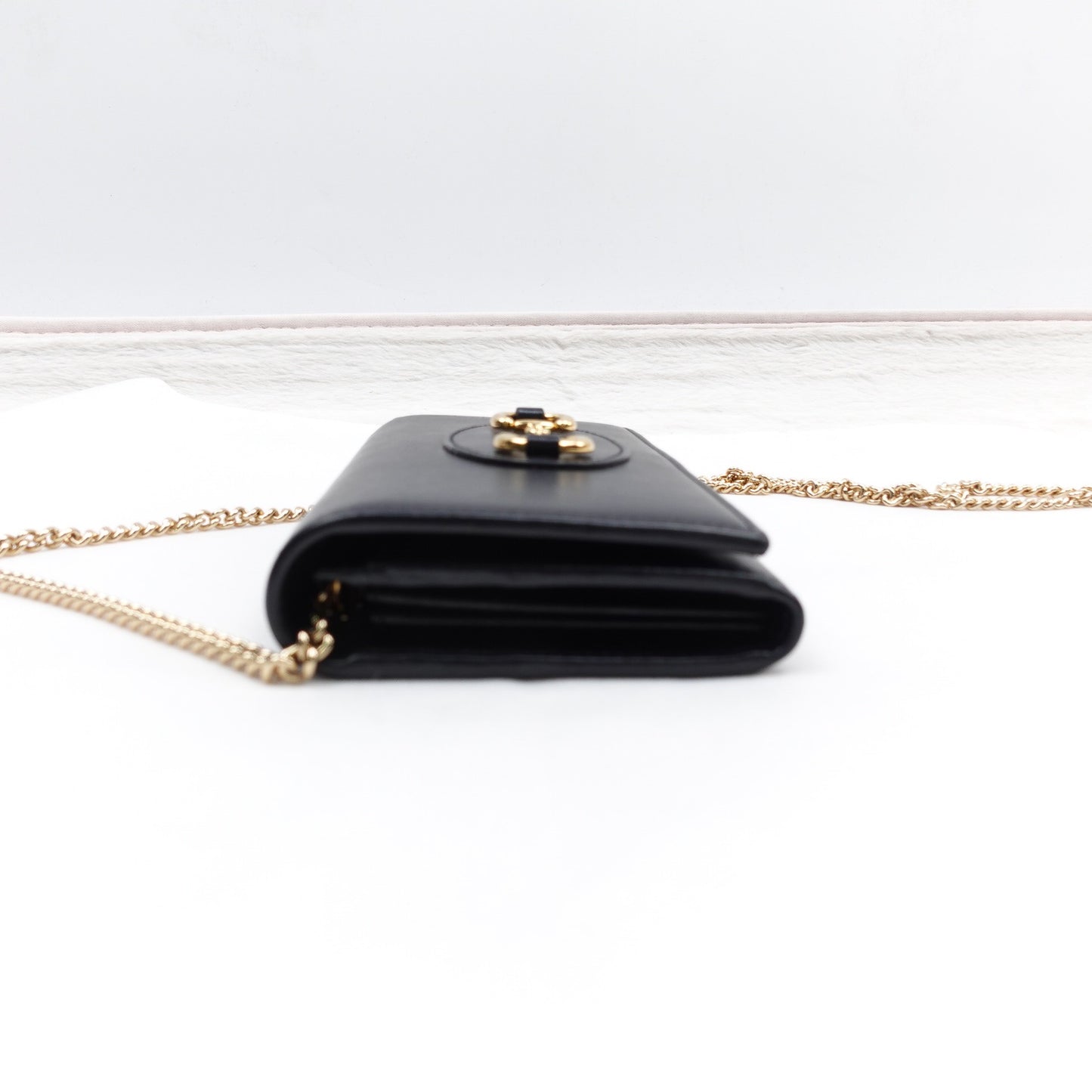Pre-owned Gucci Horsebit 1955 WOC Black Calfskin Shoulder Bag
