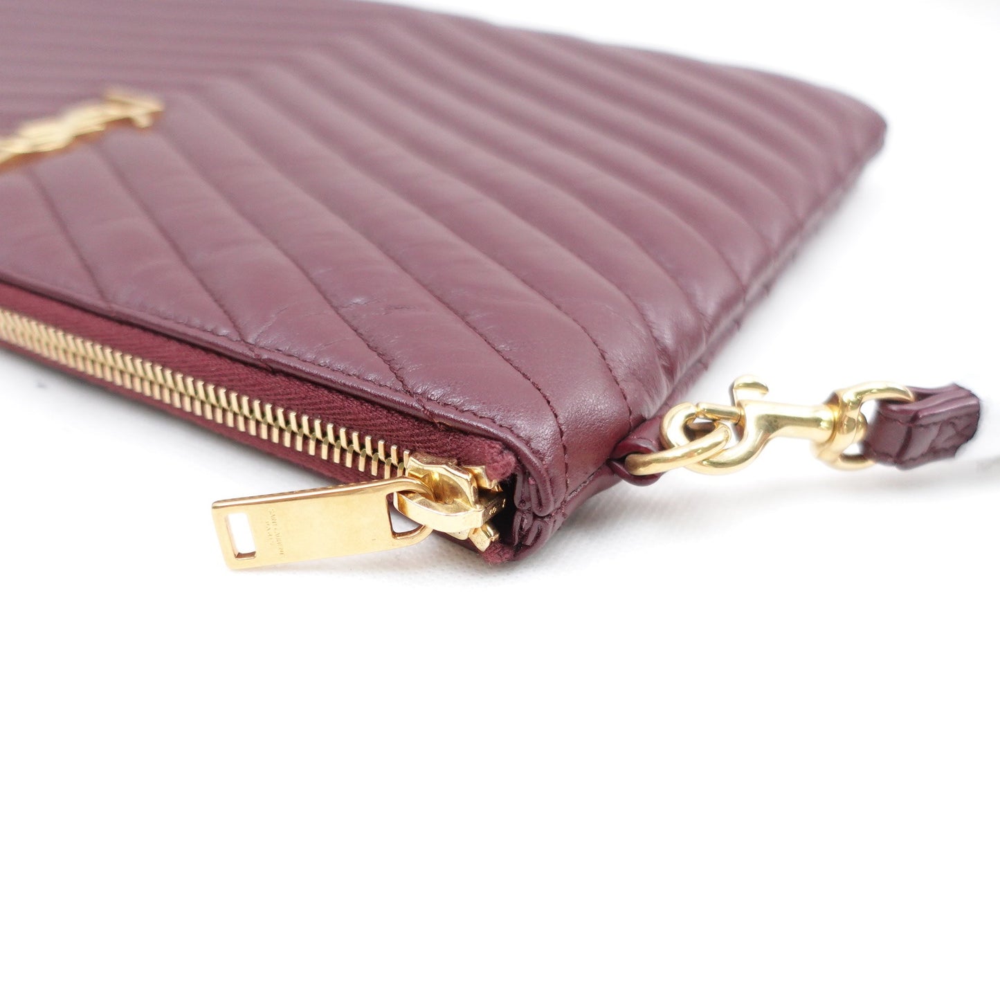 Pre-owned Saint Laurent Le Cassandre Red Calfskin Clutch