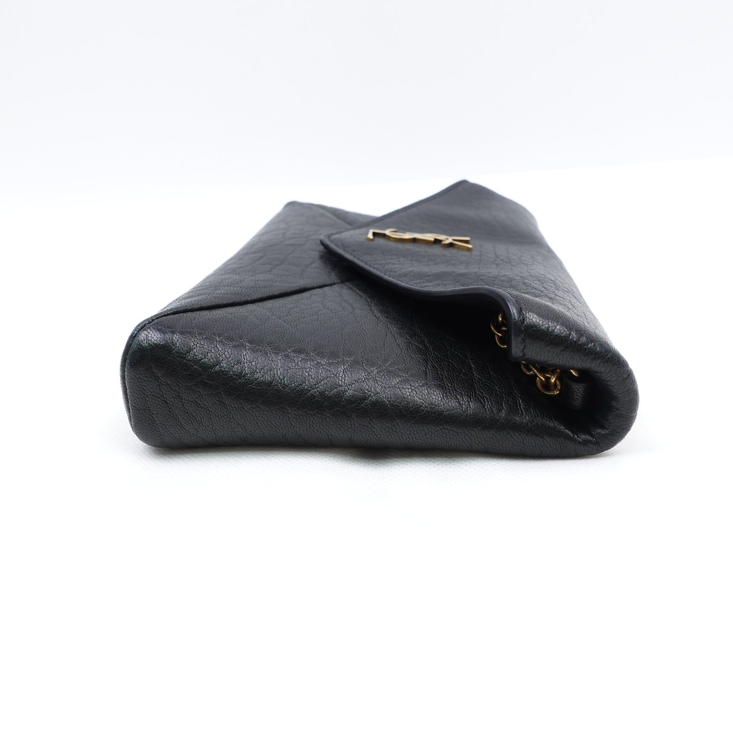 Pre-owned Saint Laurent Le Cassandre WOC Black Lambskin Shoulder Bag