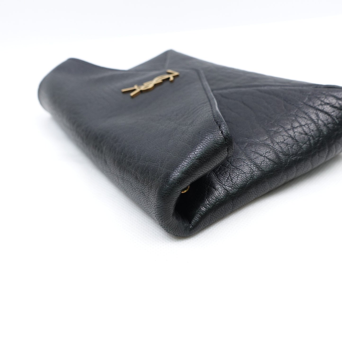 Pre-owned Saint Laurent Le Cassandre WOC Black Lambskin Shoulder Bag