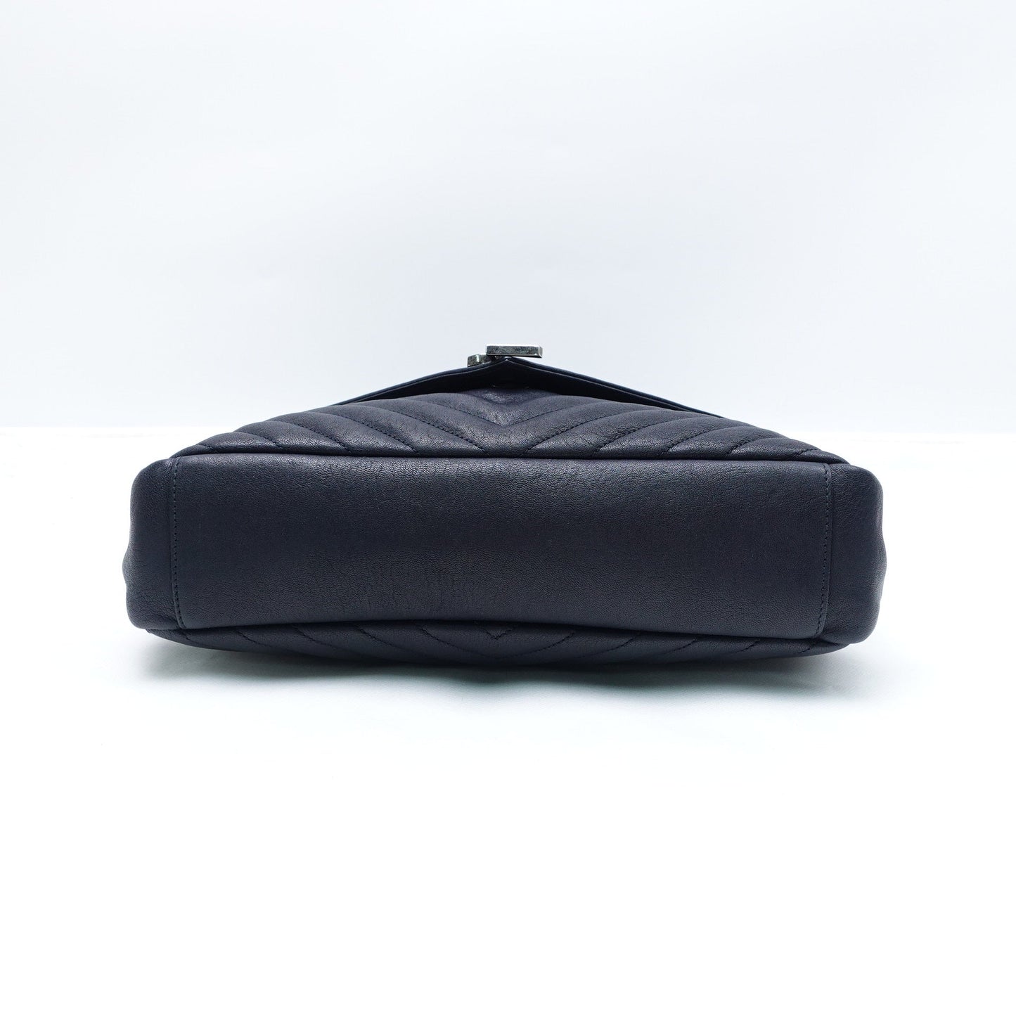 Pre-owned Saint Laurent College Navy Calfskin Shoulder Bag