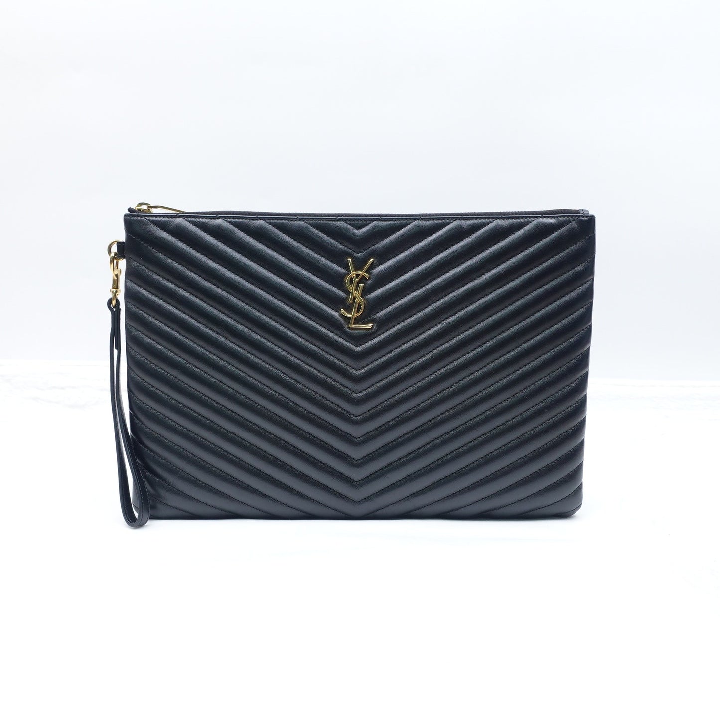 Pre-owned Saint Laurent Le Cassandre Black Calfskin Hand Bag T10294185