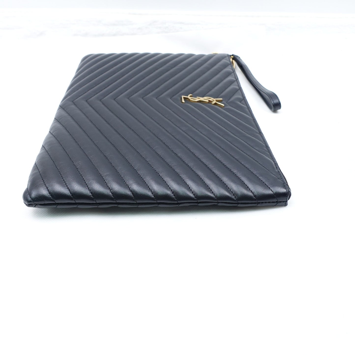 Pre-owned Saint Laurent Le Cassandre Black Calfskin Hand Bag T10294185
