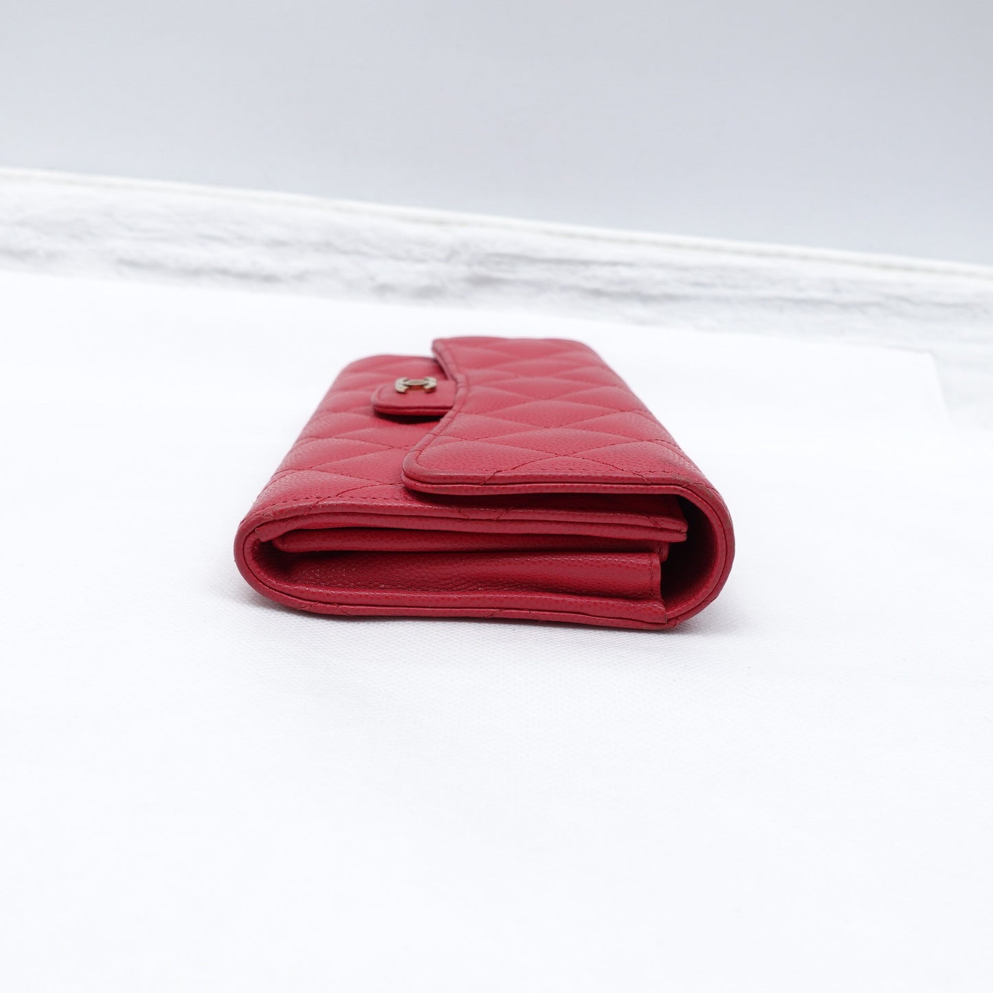 Pre-owned Chanel CF Pink Calfskin Wallet