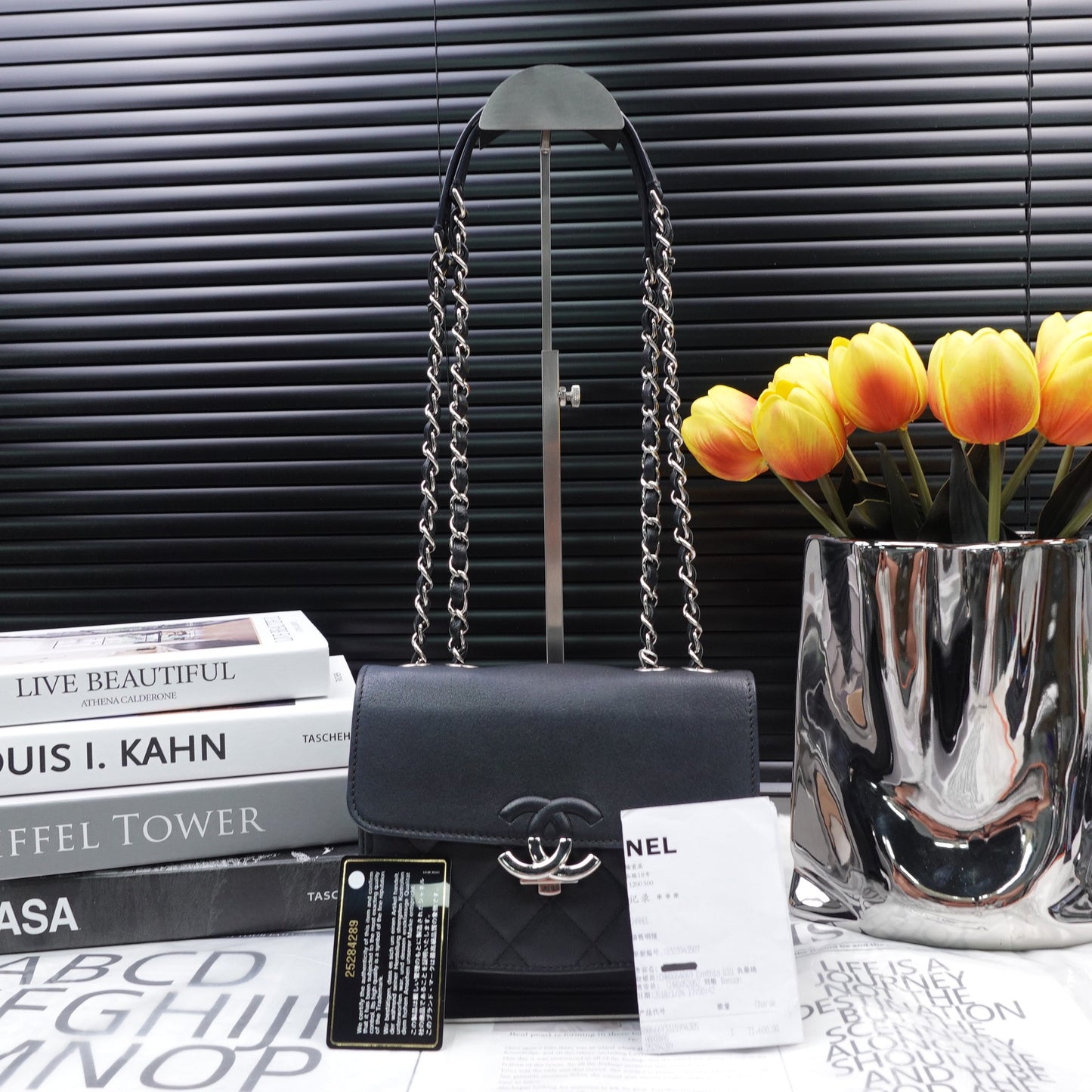 Chanel Cuban Black Calfskin Shoulder Bag T10239723