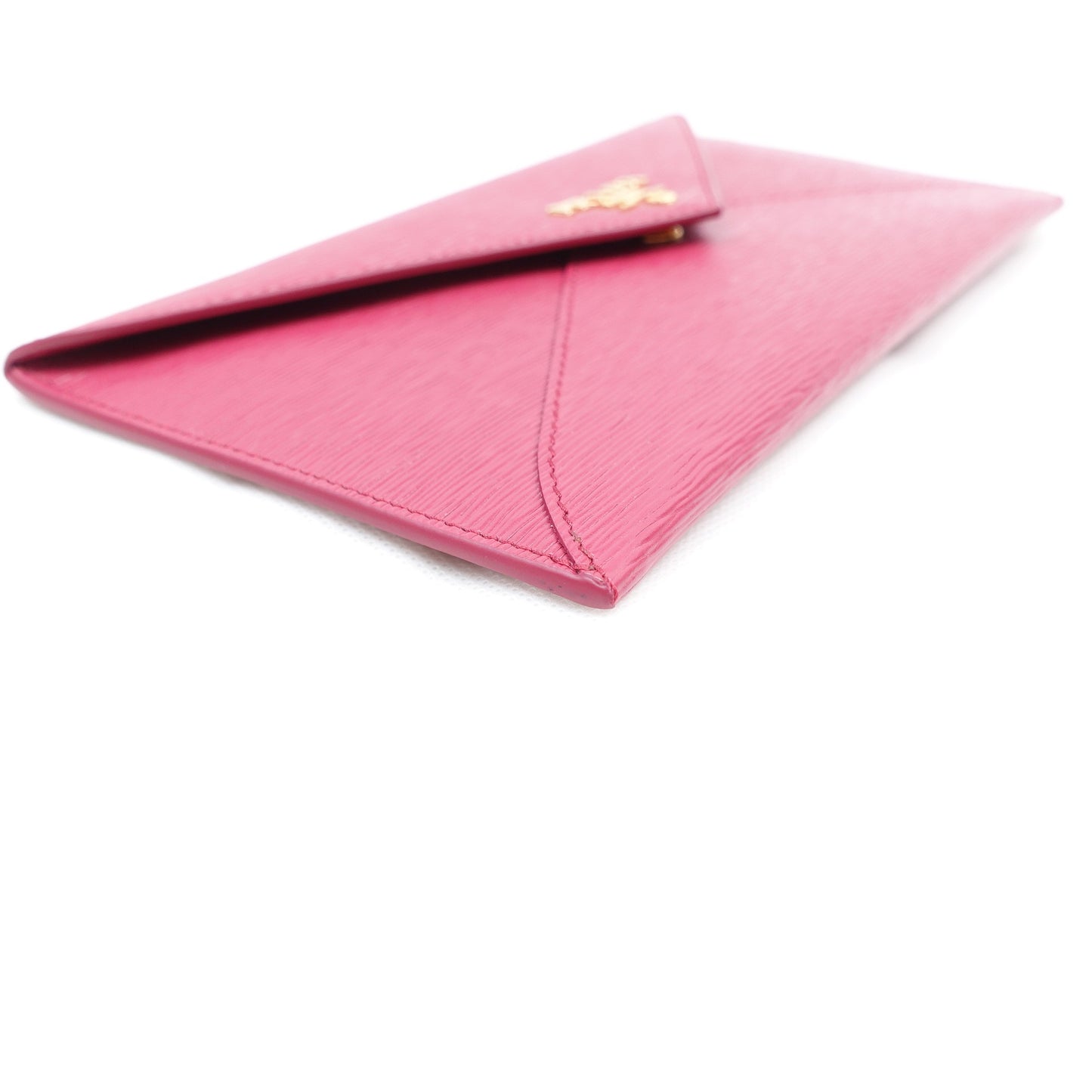 Pre-owned Prada Vitello Move Rose Pink Calfskin Long Envelop Wallet