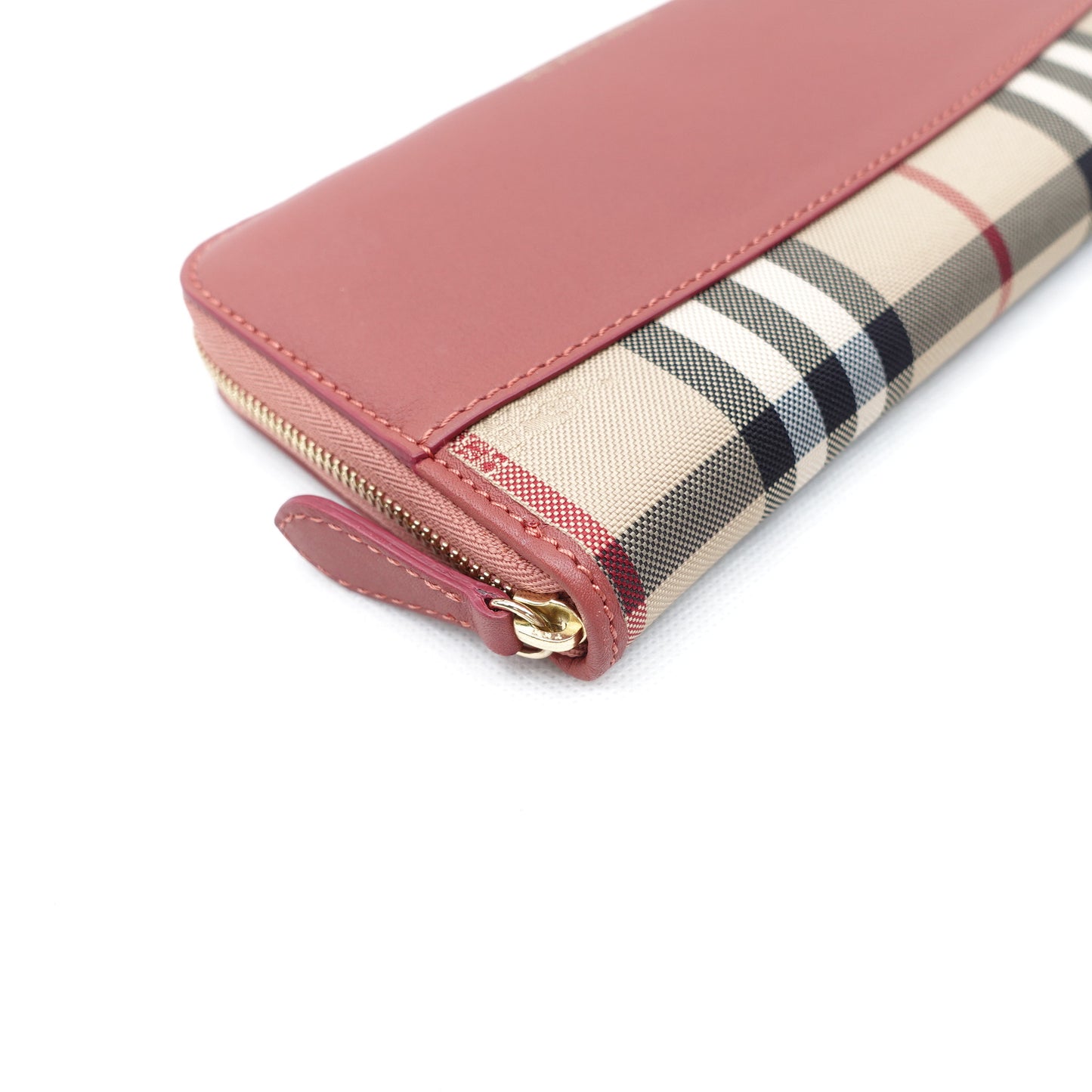 Pre-Owned Burberry Check&Pink Coated Canvas Wallet