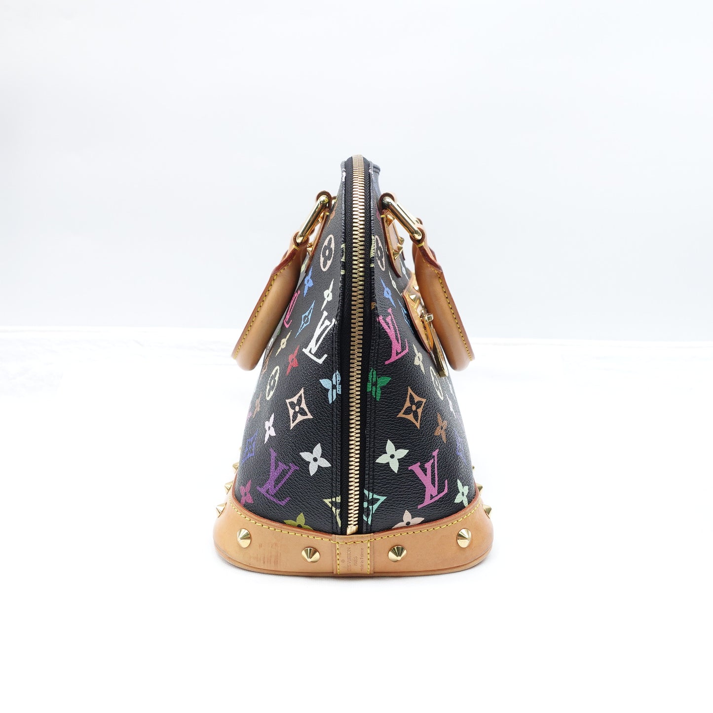 Pre-owned Louis Vuitton Alma PM Black Multicolor Coated Canvas Tote