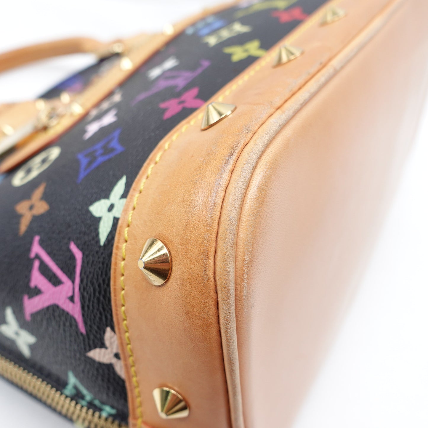 Pre-owned Louis Vuitton Alma PM Black Multicolor Coated Canvas Tote