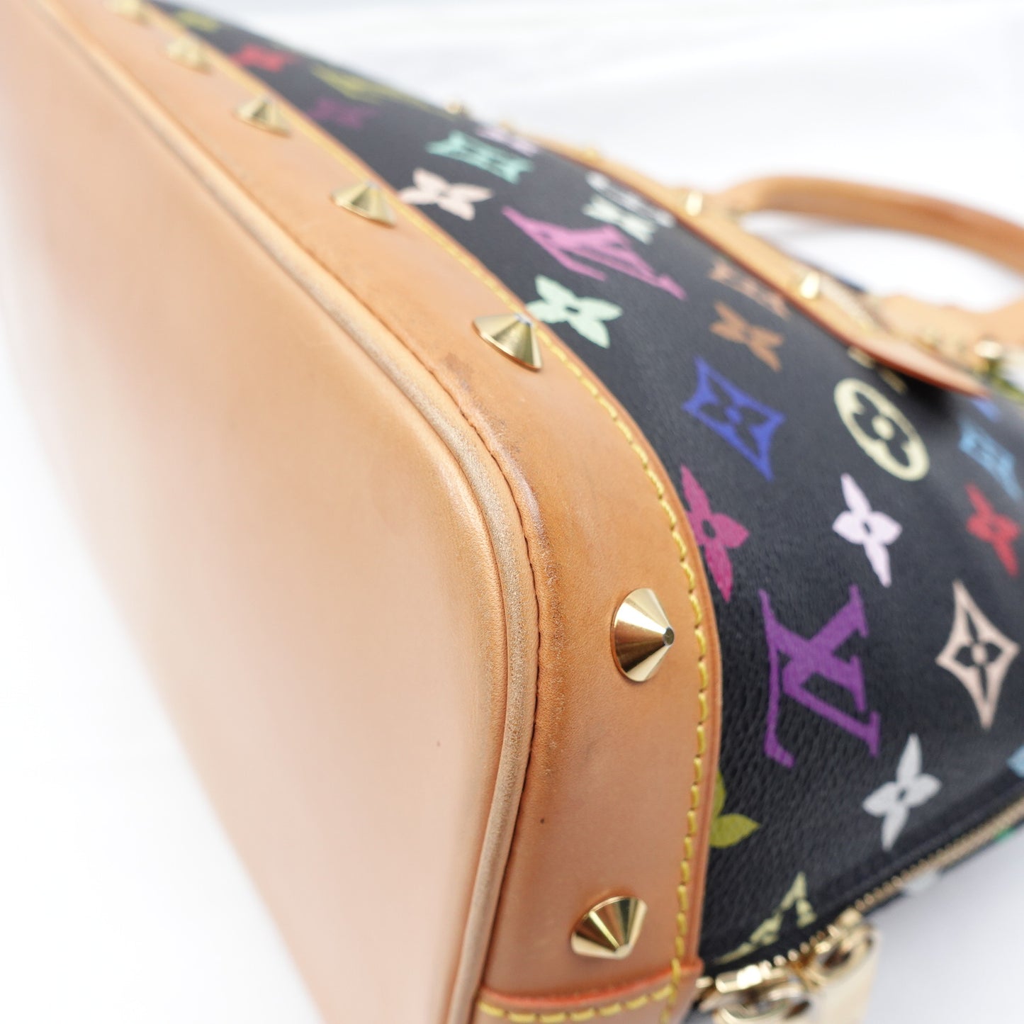 Pre-owned Louis Vuitton Alma PM Black Multicolor Coated Canvas Tote