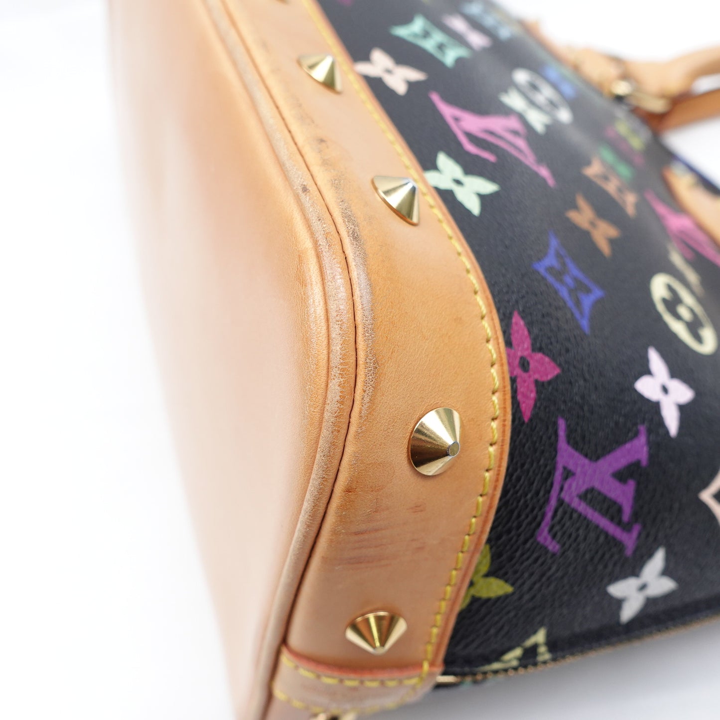 Pre-owned Louis Vuitton Alma PM Black Multicolor Coated Canvas Tote