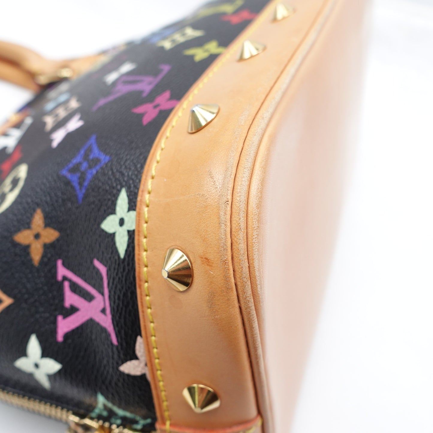 Pre-owned Louis Vuitton Alma PM Black Multicolor Coated Canvas Tote