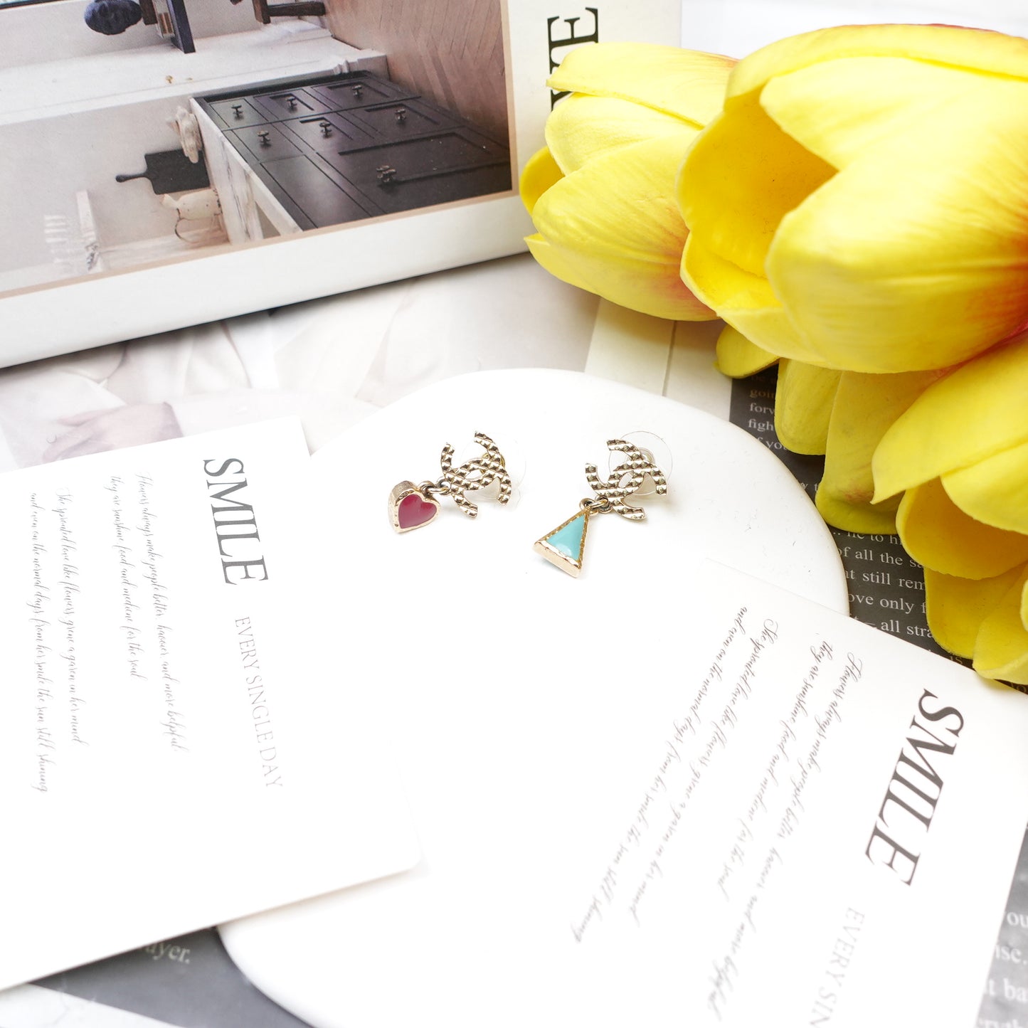 Pre-Owned Chanel Gold Heart Logo Earrings