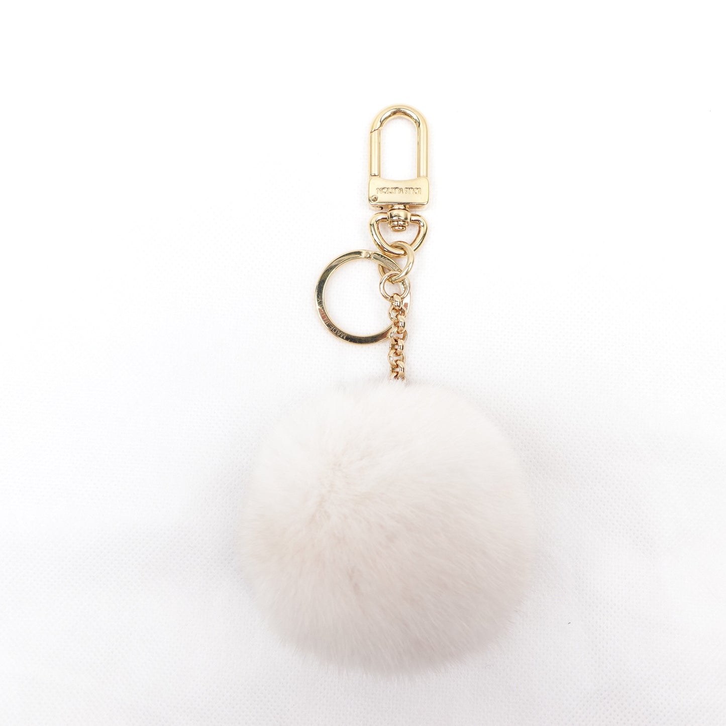 Pre-owned Louis Vuitton White Fluff Bag Charm